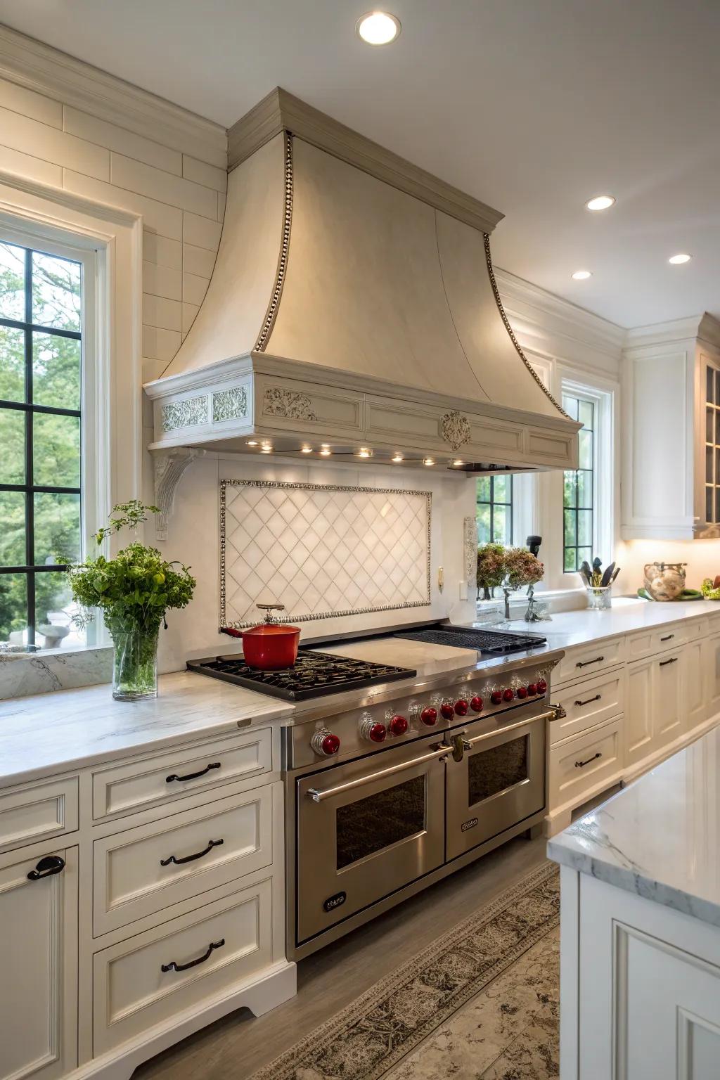 Oversized range hoods make a bold and captivating statement.
