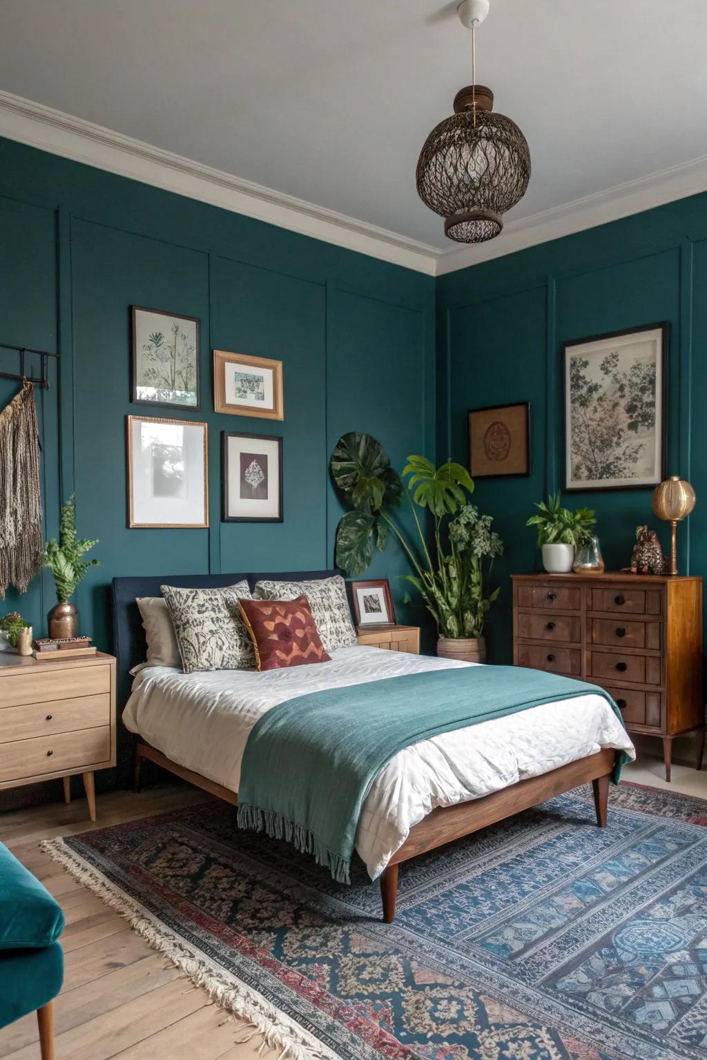 Teal acts as a flexible backdrop.