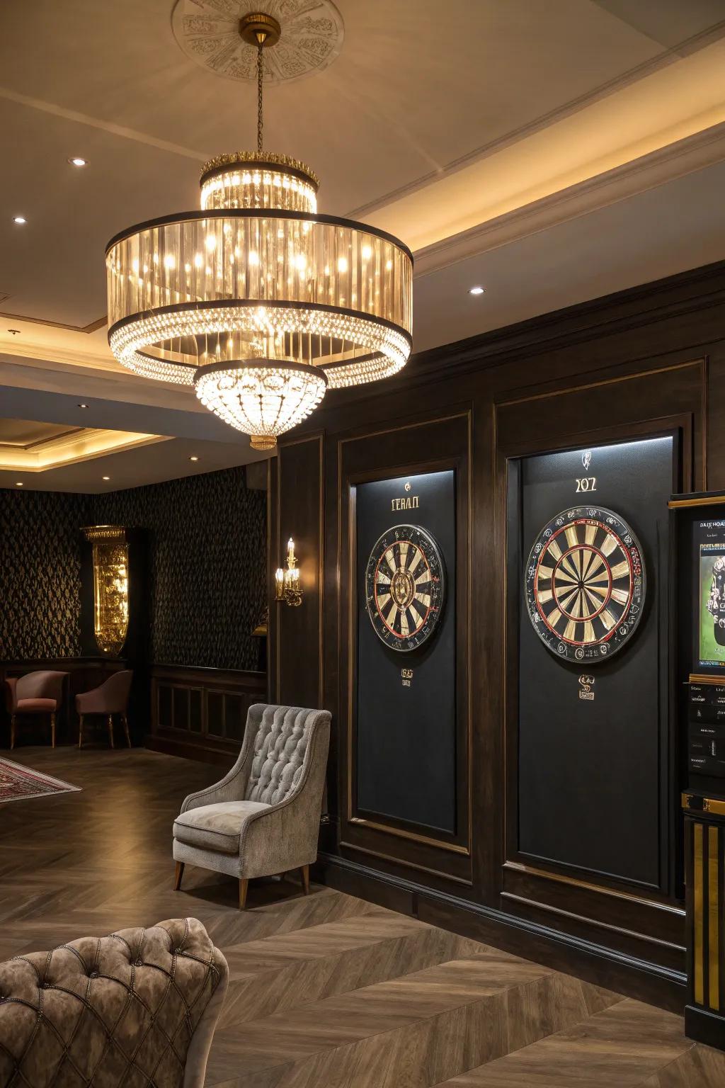 Luxury lighting can elevate your dart room into a sophisticated space.