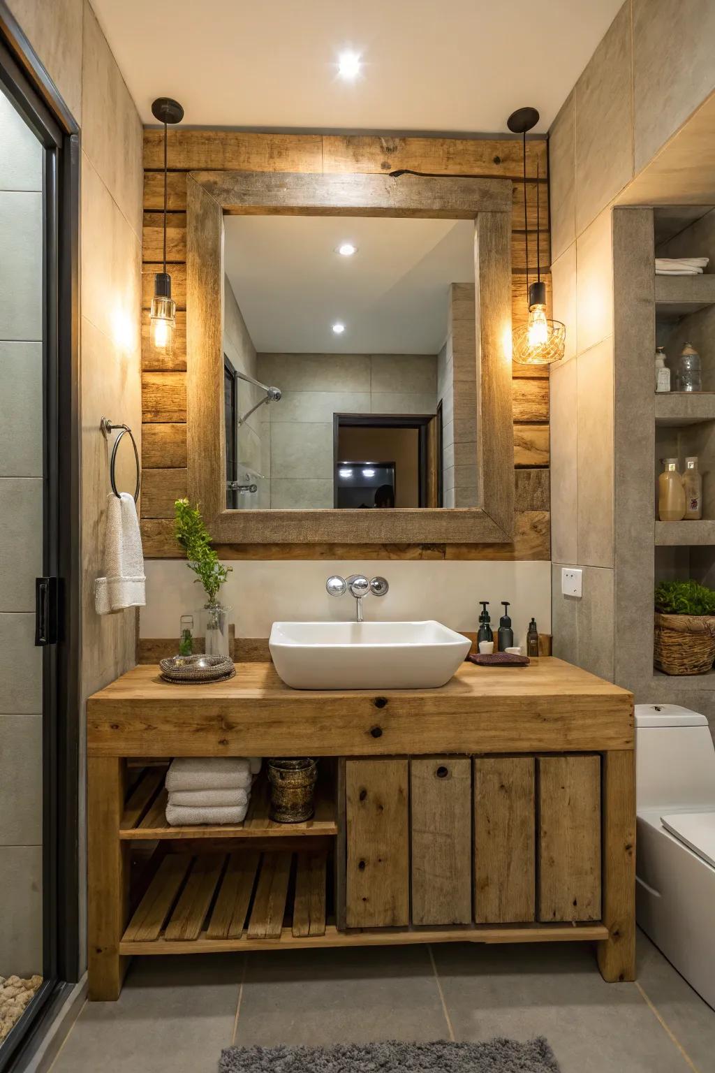 Add rustic charm with a pallet mirror frame.