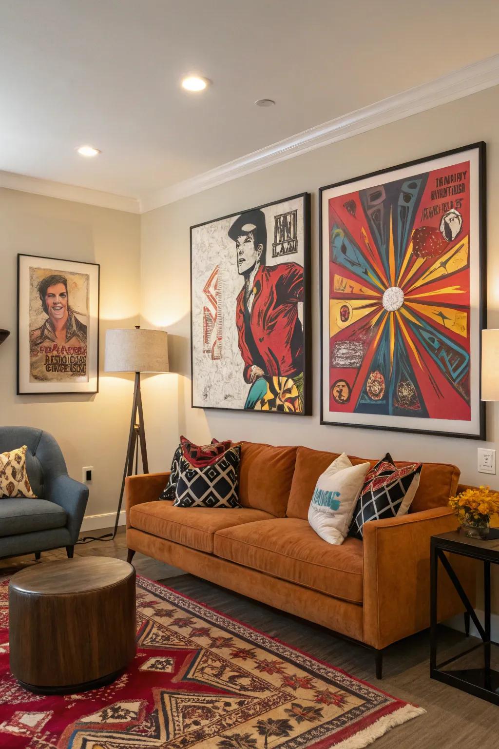 Artwork injects a bright burst of color.
