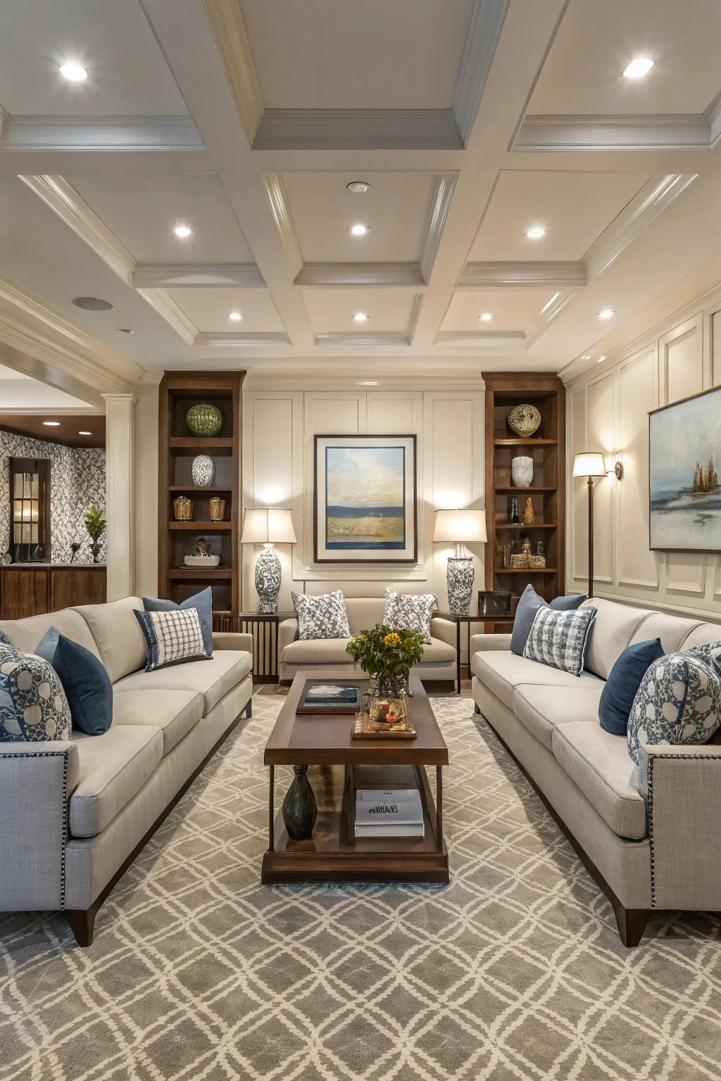 A relaxation room featuring a symmetrical arrangement for a balanced design.