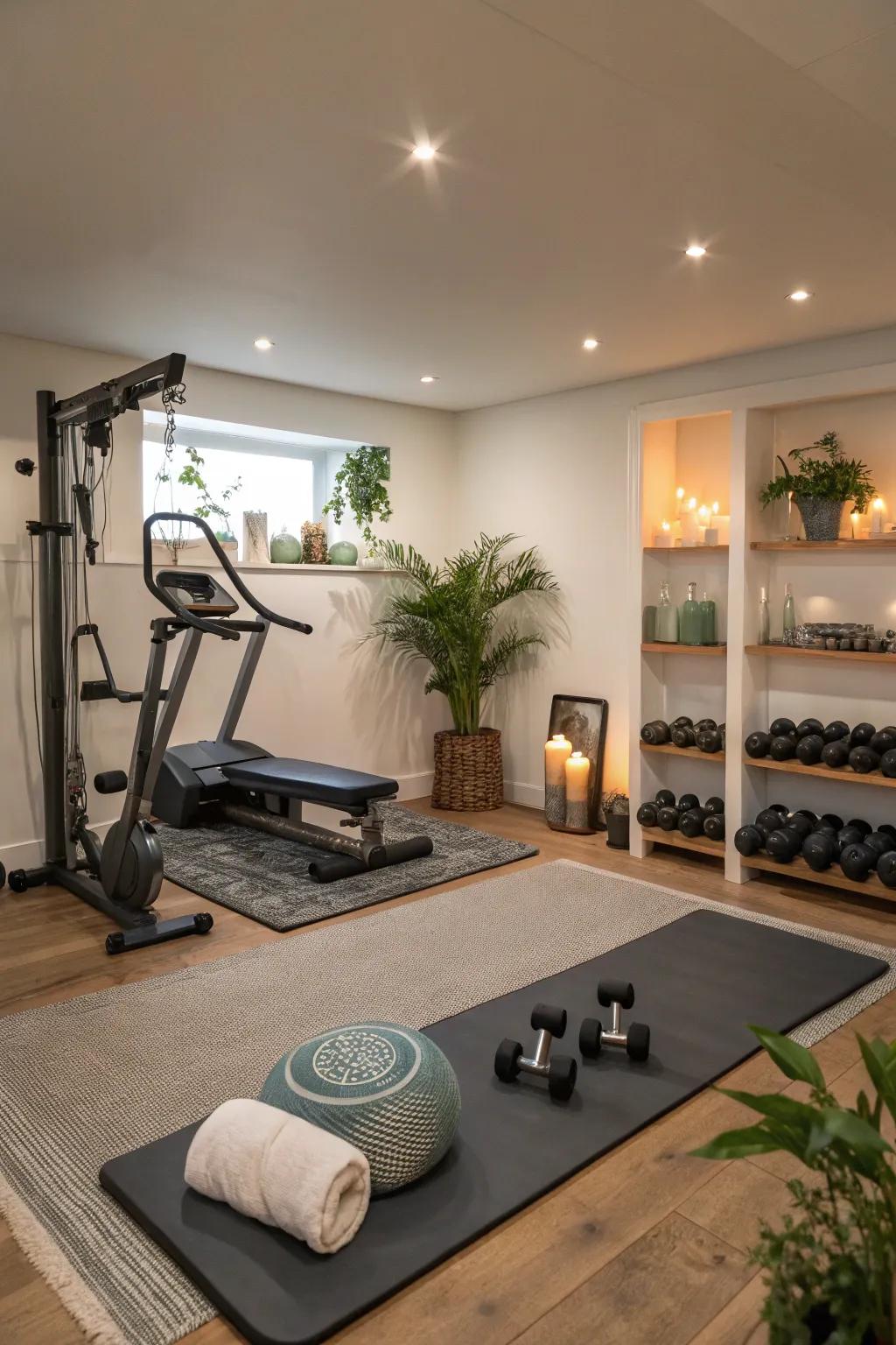 A tranquil area dedicated to yoga and mental health practices.