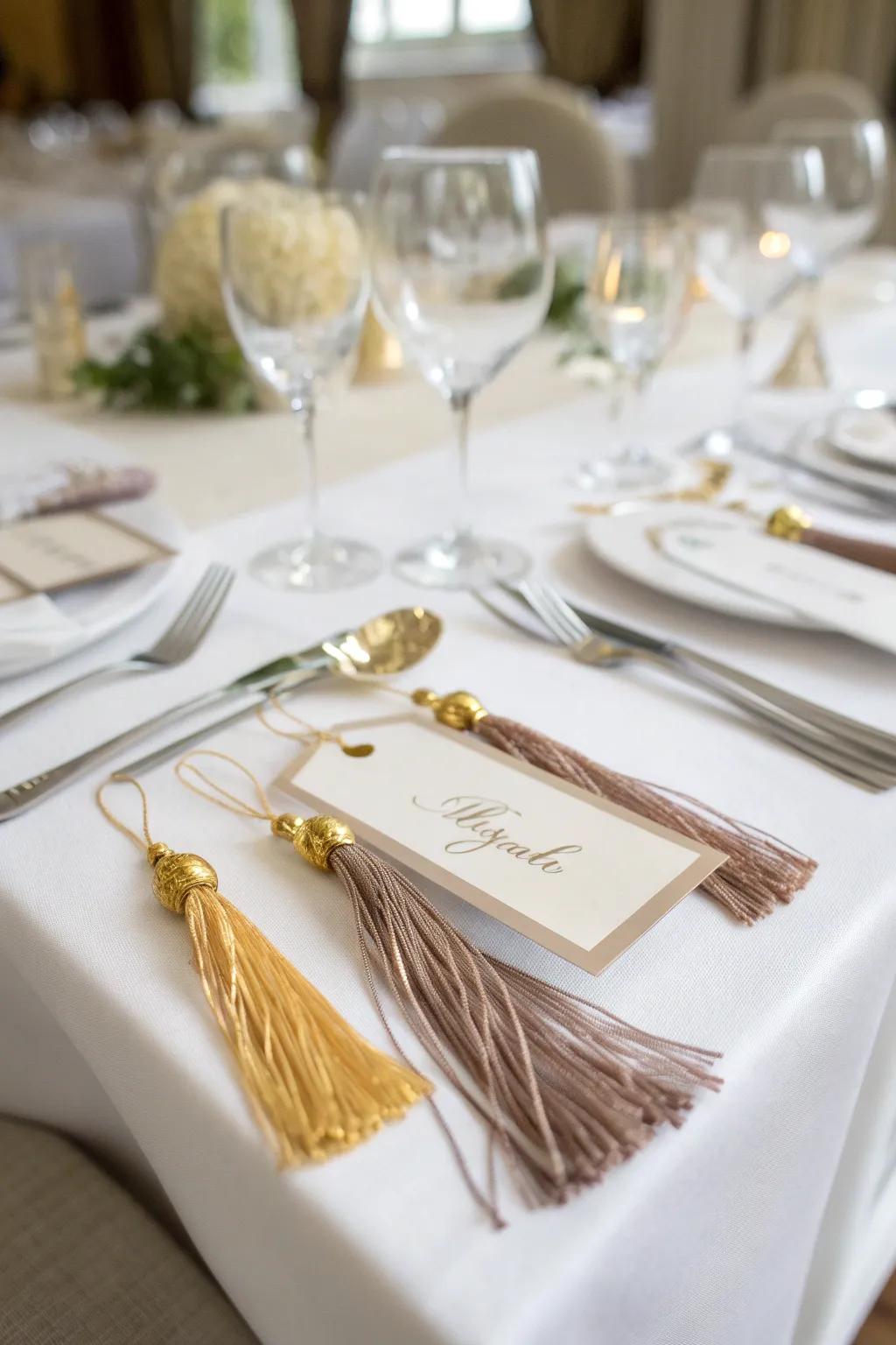 Hanging ornaments add a luxurious touch to your dinner gathering.