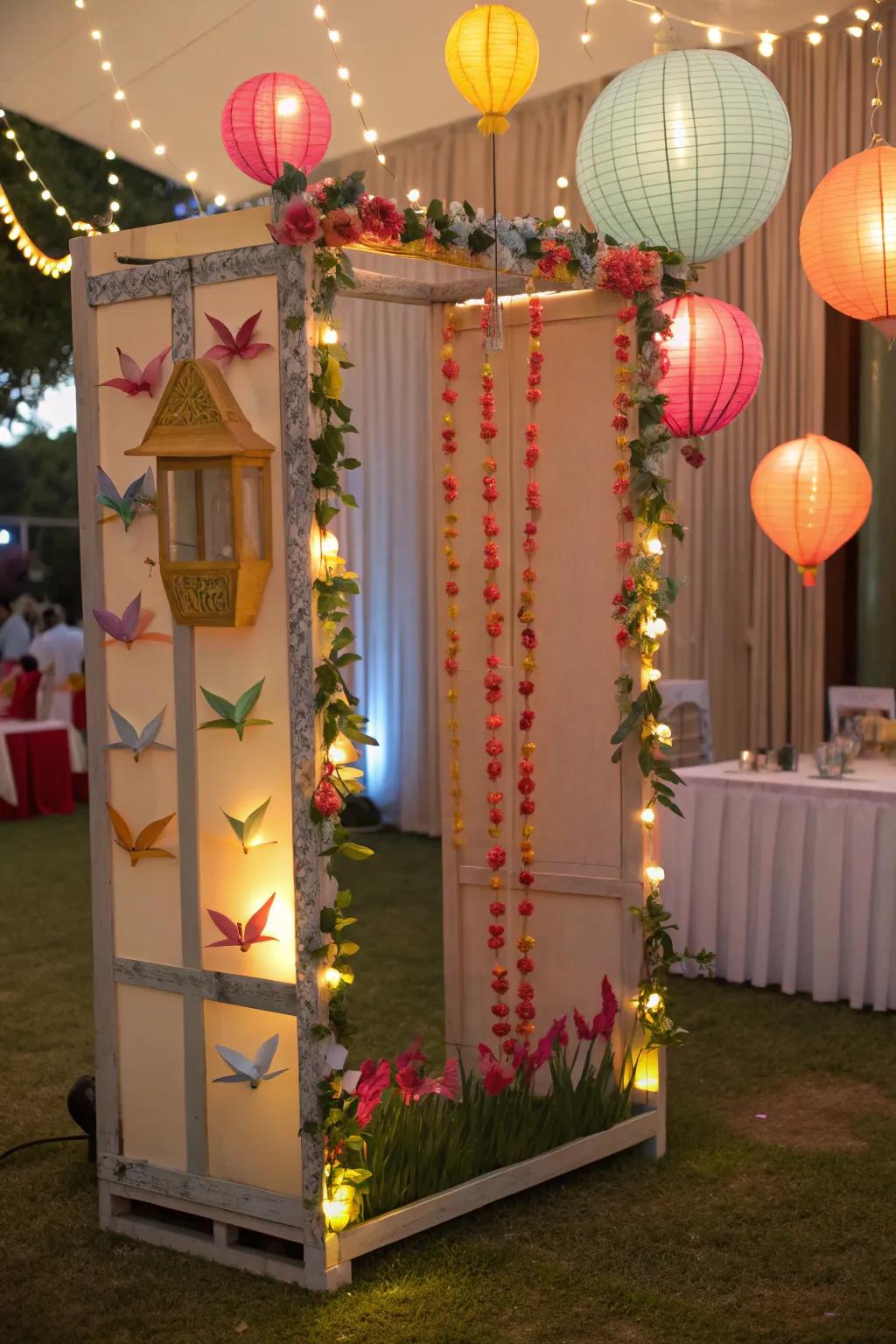 Creative paper decorations adding a unique charm to the booth.