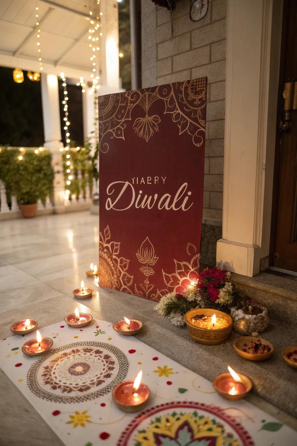 A personalized Diwali poster with personal notes.