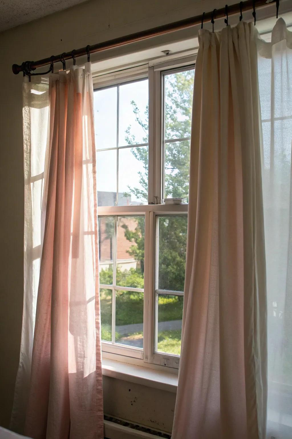 Tension rods make setting up curtains simple and stylish.