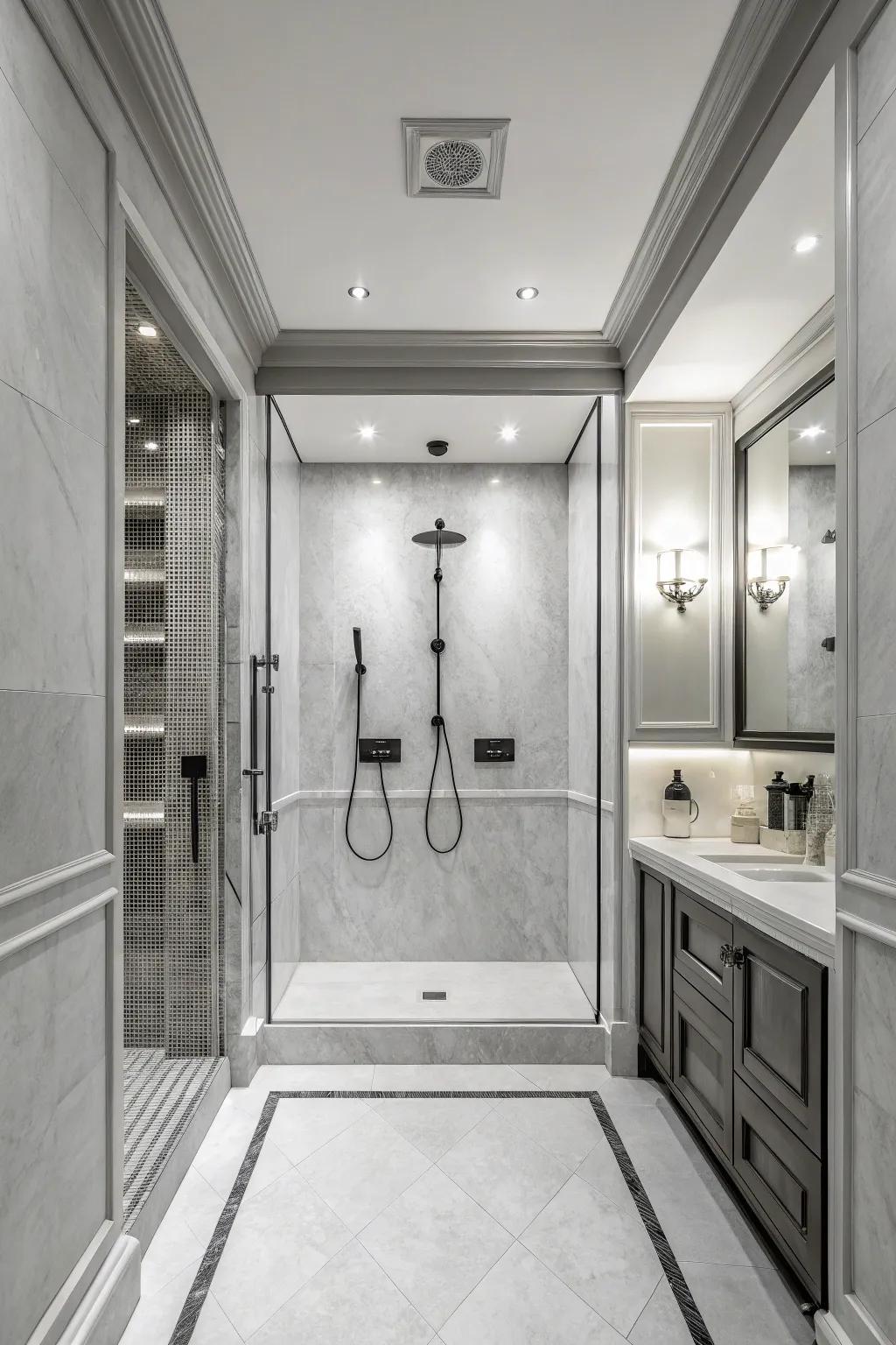 Achieve timeless elegance with a single color double shower palette.