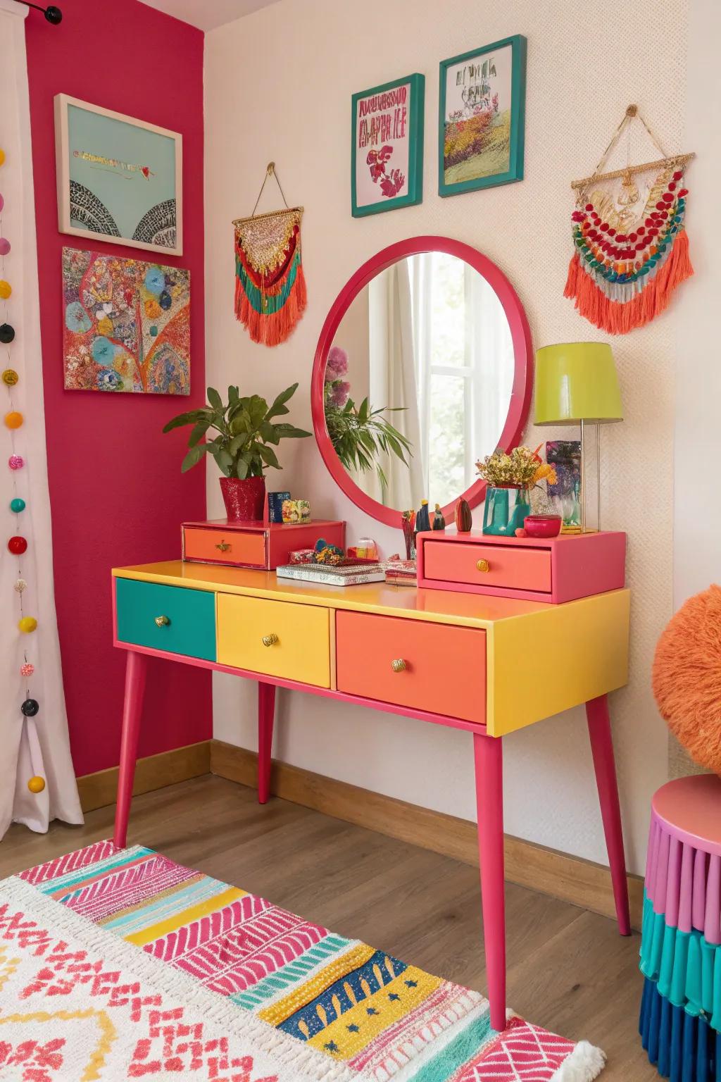 Brighten your mornings with a vibrant and bold vanity.