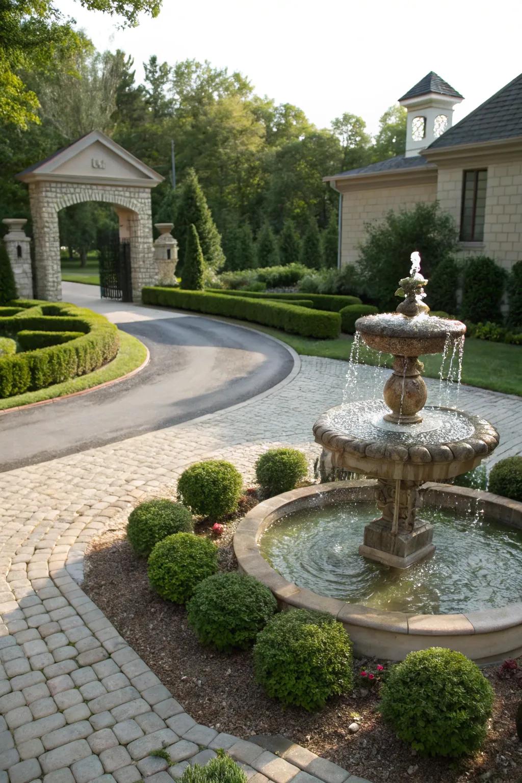 Water features contribute tranquility and elegance to your entrance.