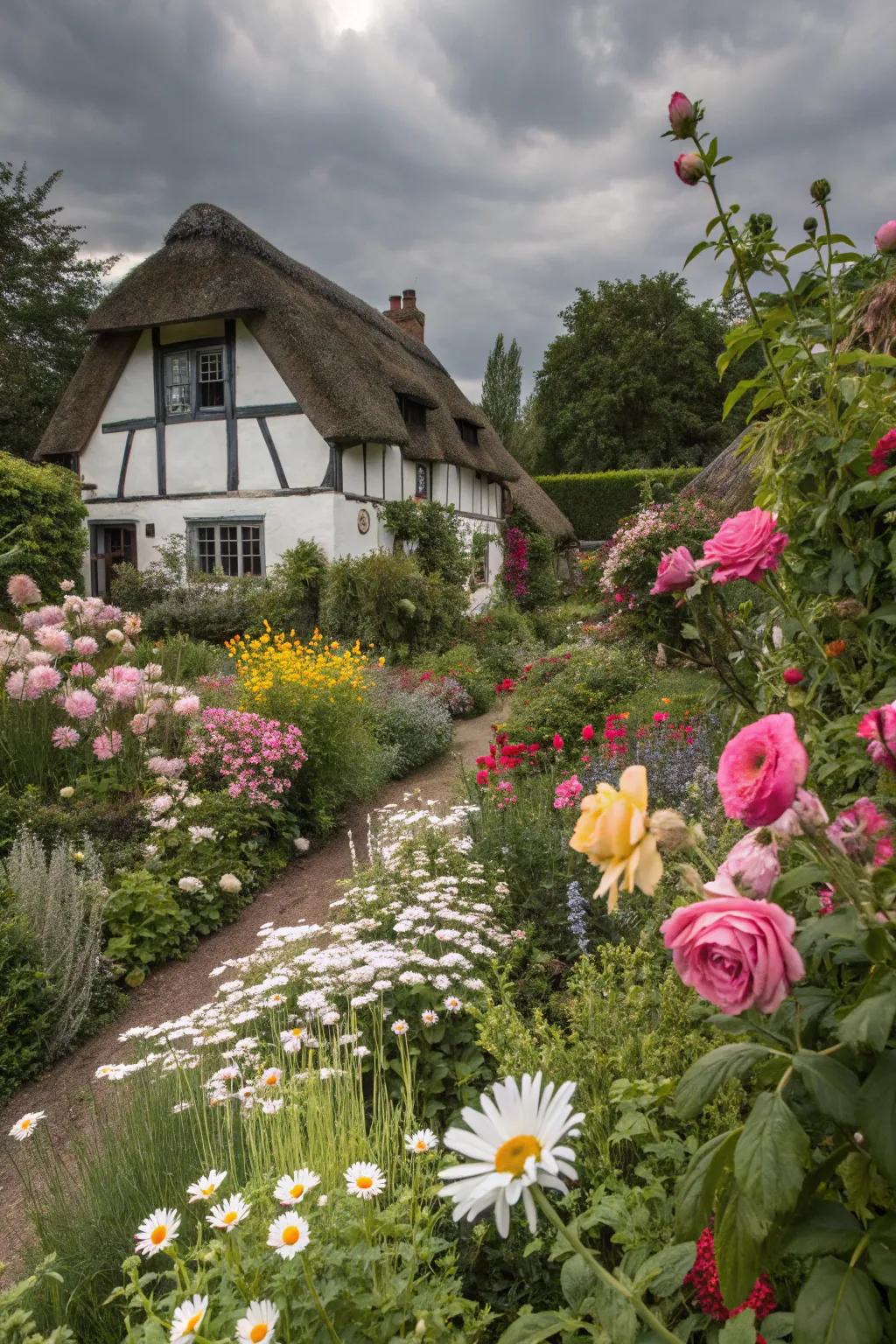 A stunning flower-filled garden for a countryside vibe.