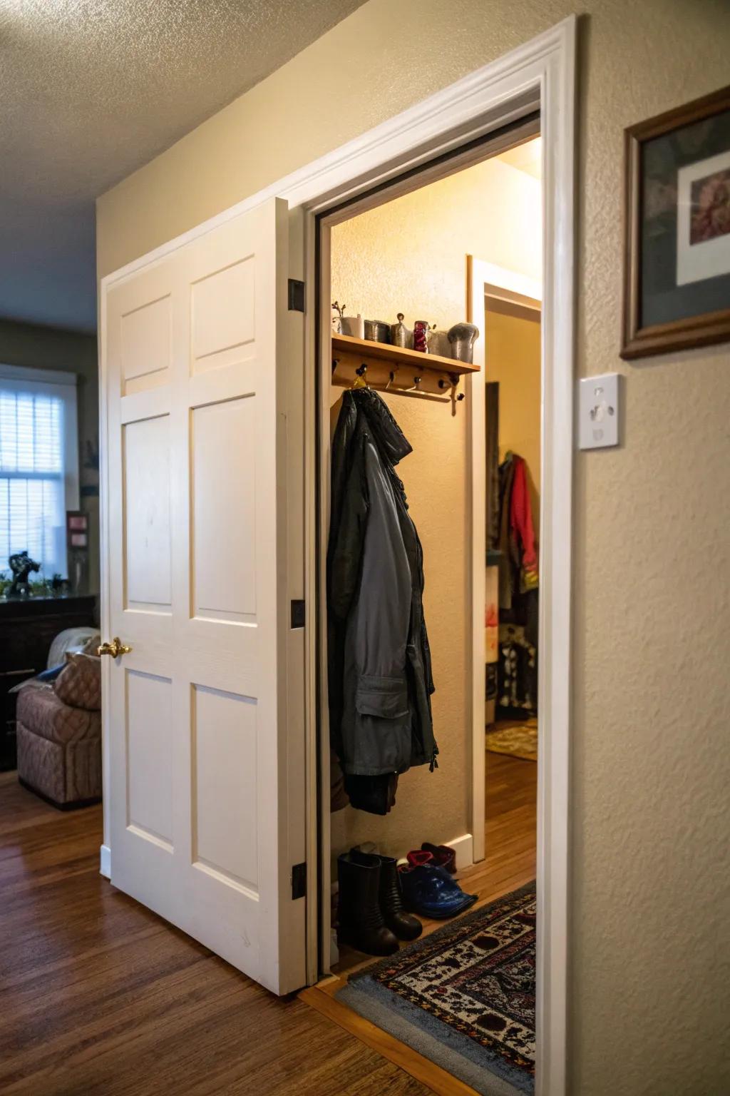 Hide your coats with a sliding door for a clean entryway.