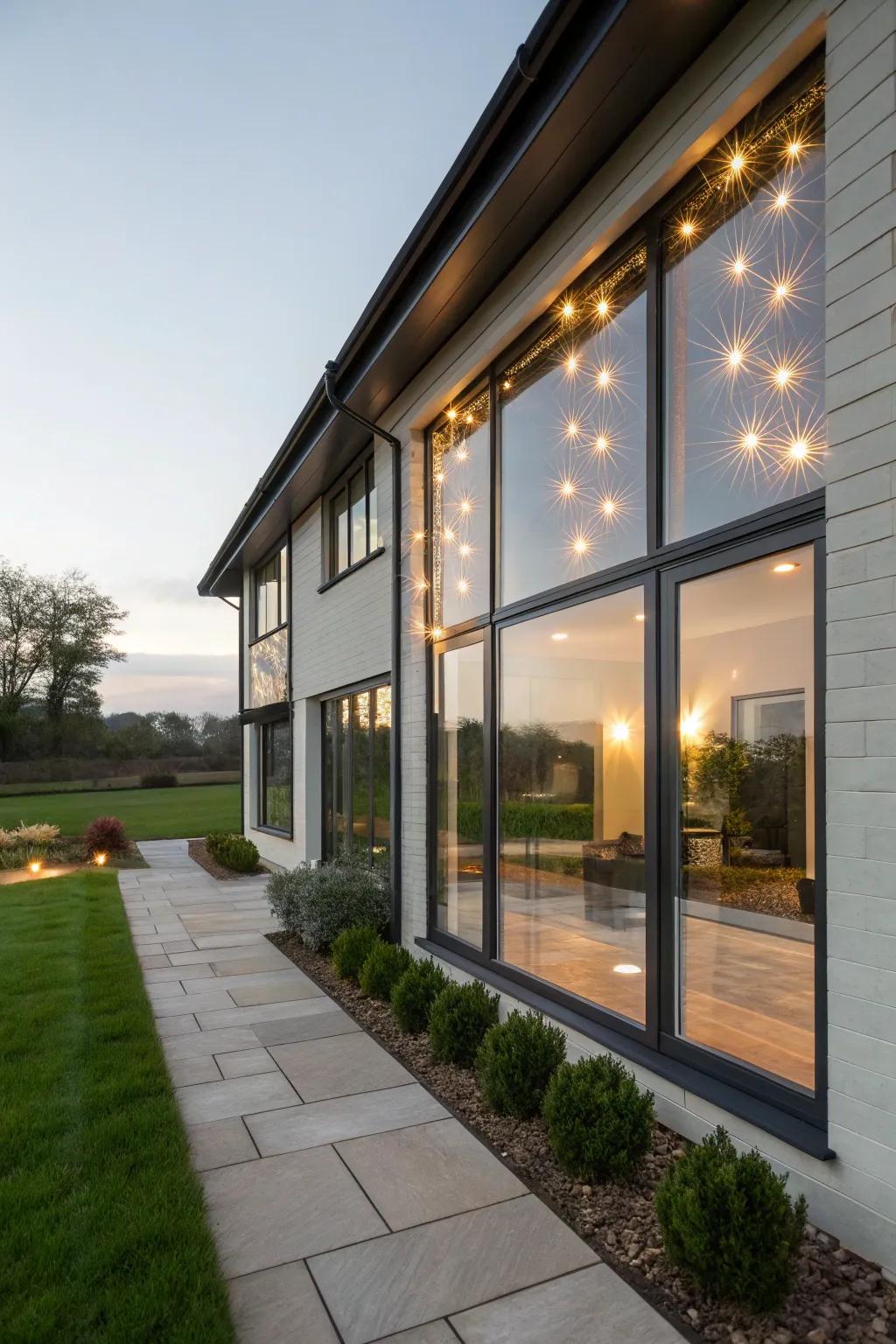 House with reflective mirrors enhancing window light