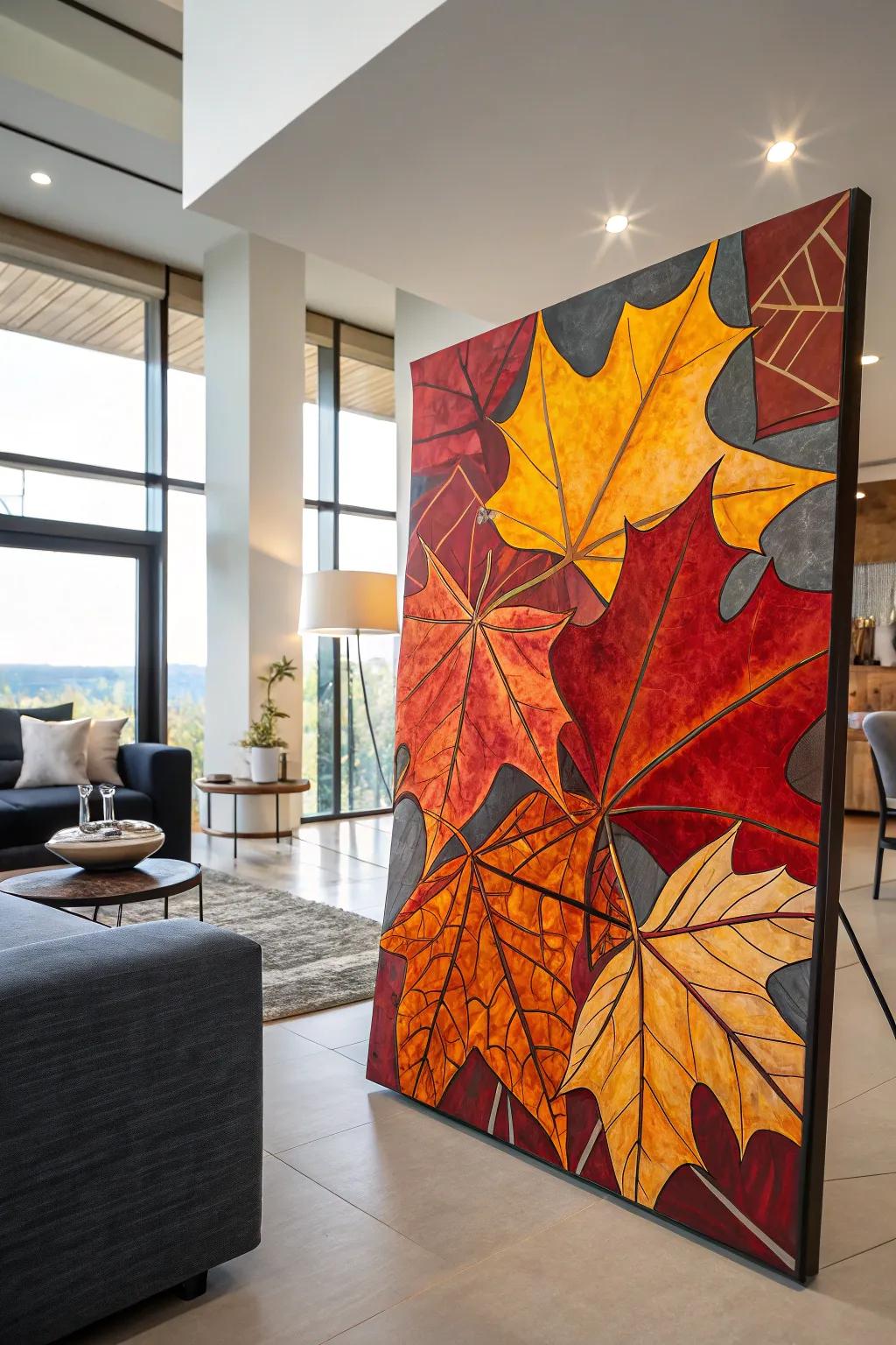 Abstract fall leaves inject a modern artistic flair into fall decor.