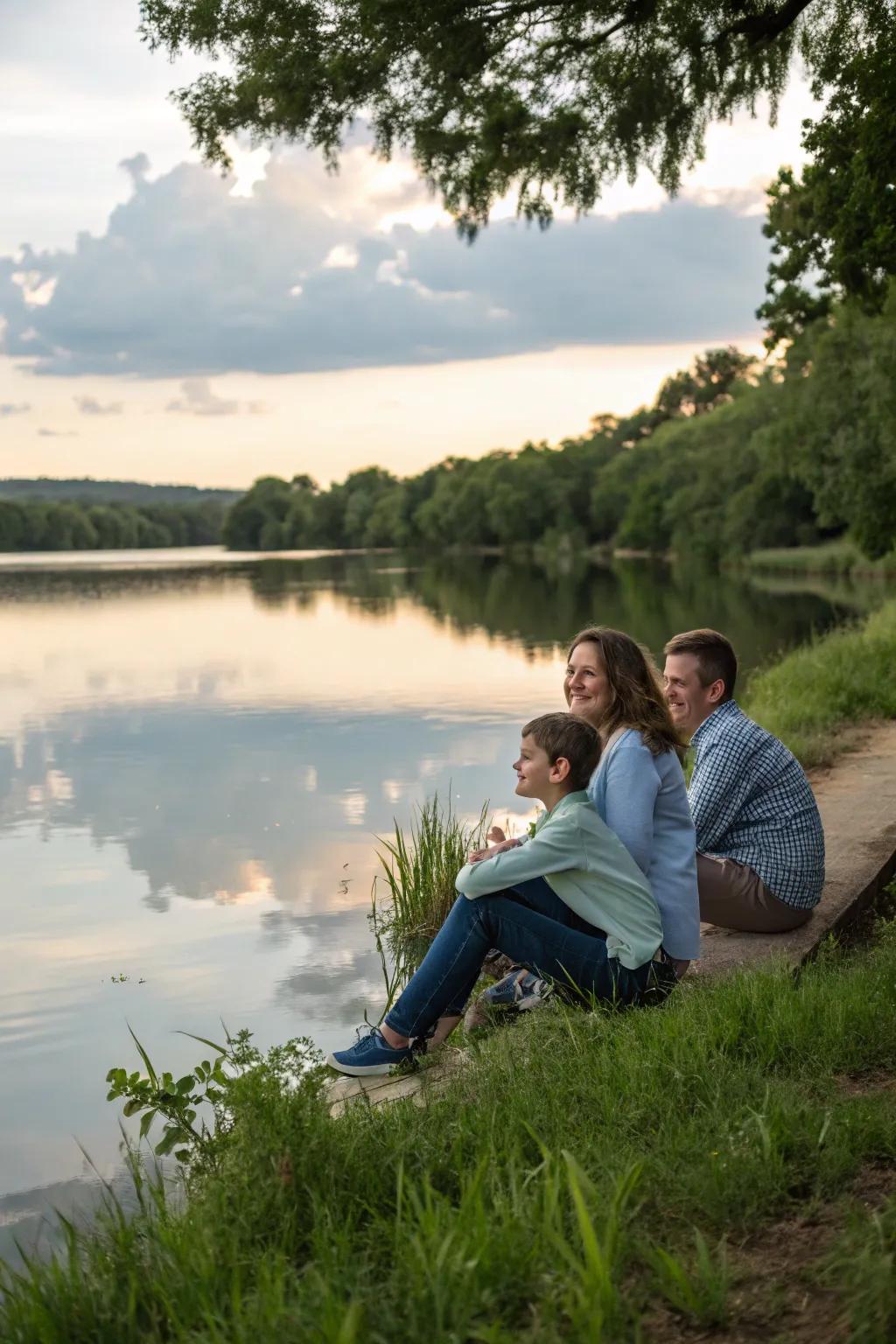 Record tranquility and beauty by the water's edge.