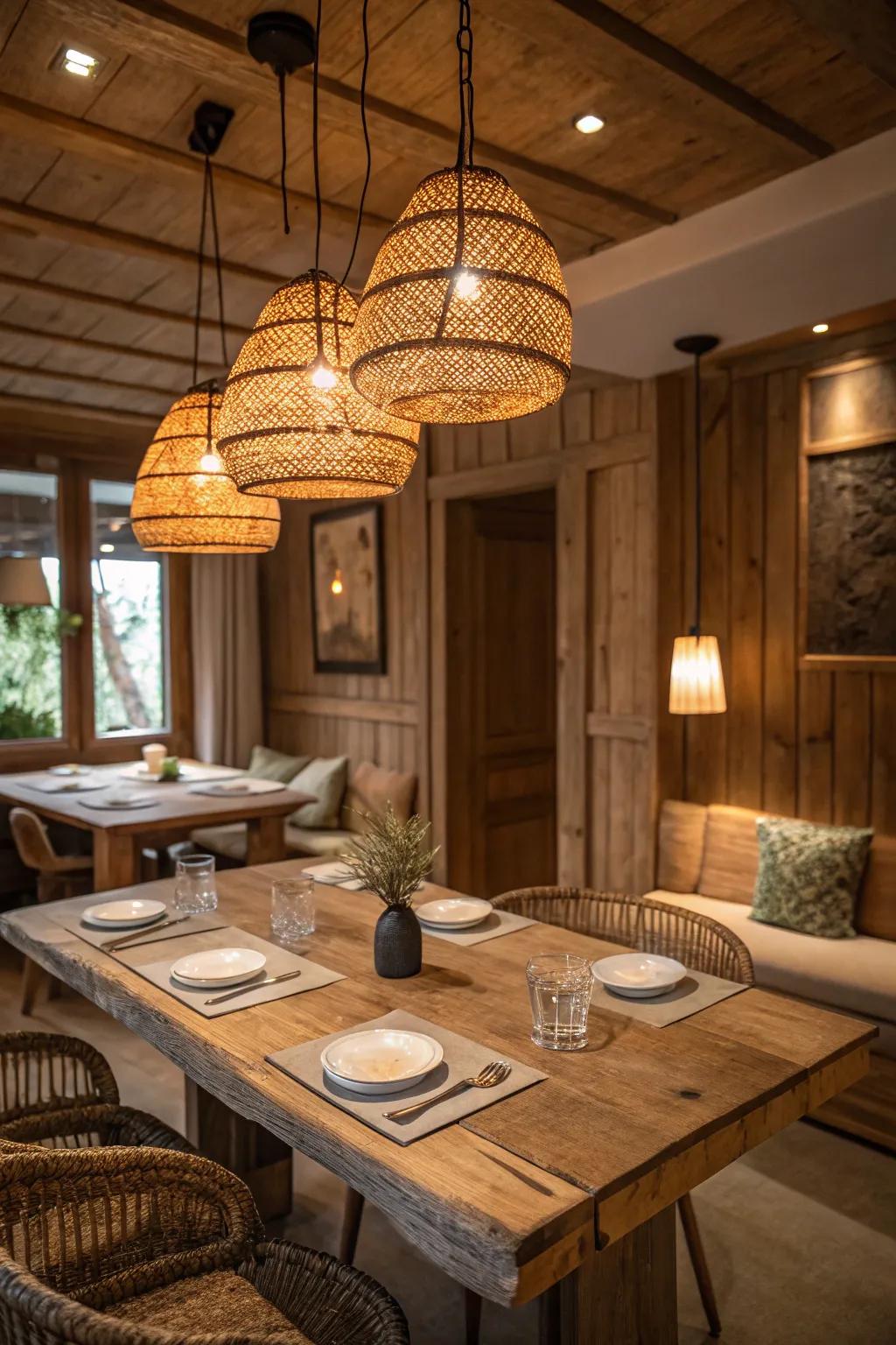 Natural materials introduce a natural and grounded element to your dining area.