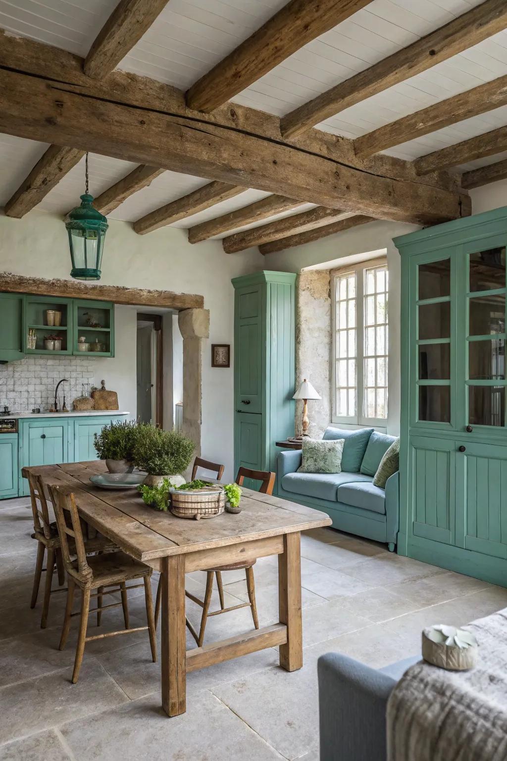 Colors that add a modern twist to rustic design.