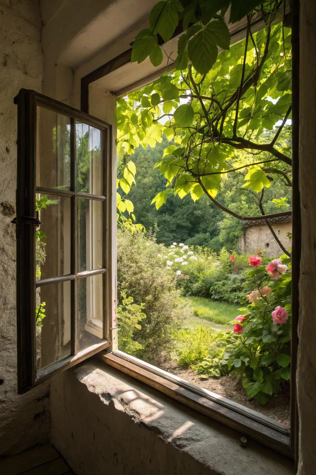A garden view enhances the tranquility of the basement.