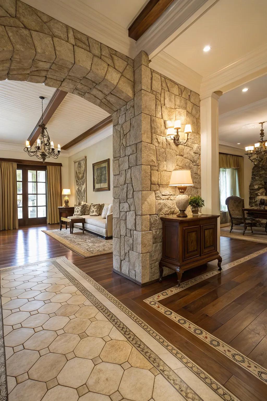 Natural stones contributing a lavish and earthy feel.