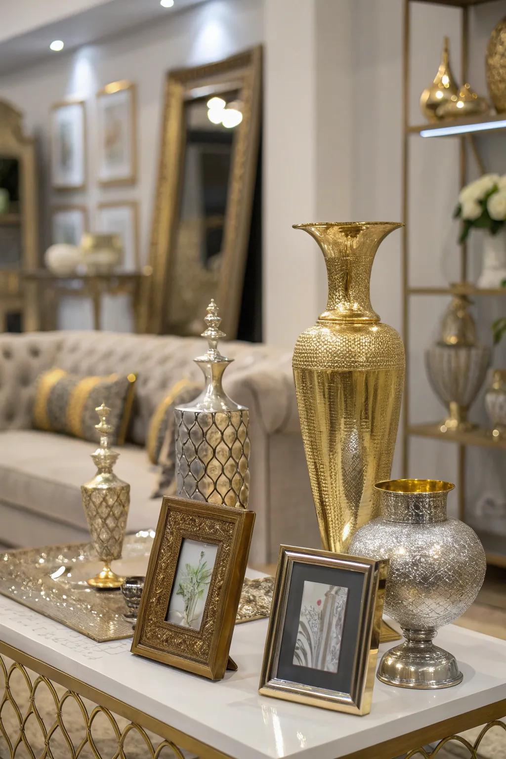 Metallic accents add a glamorous touch to your decor.