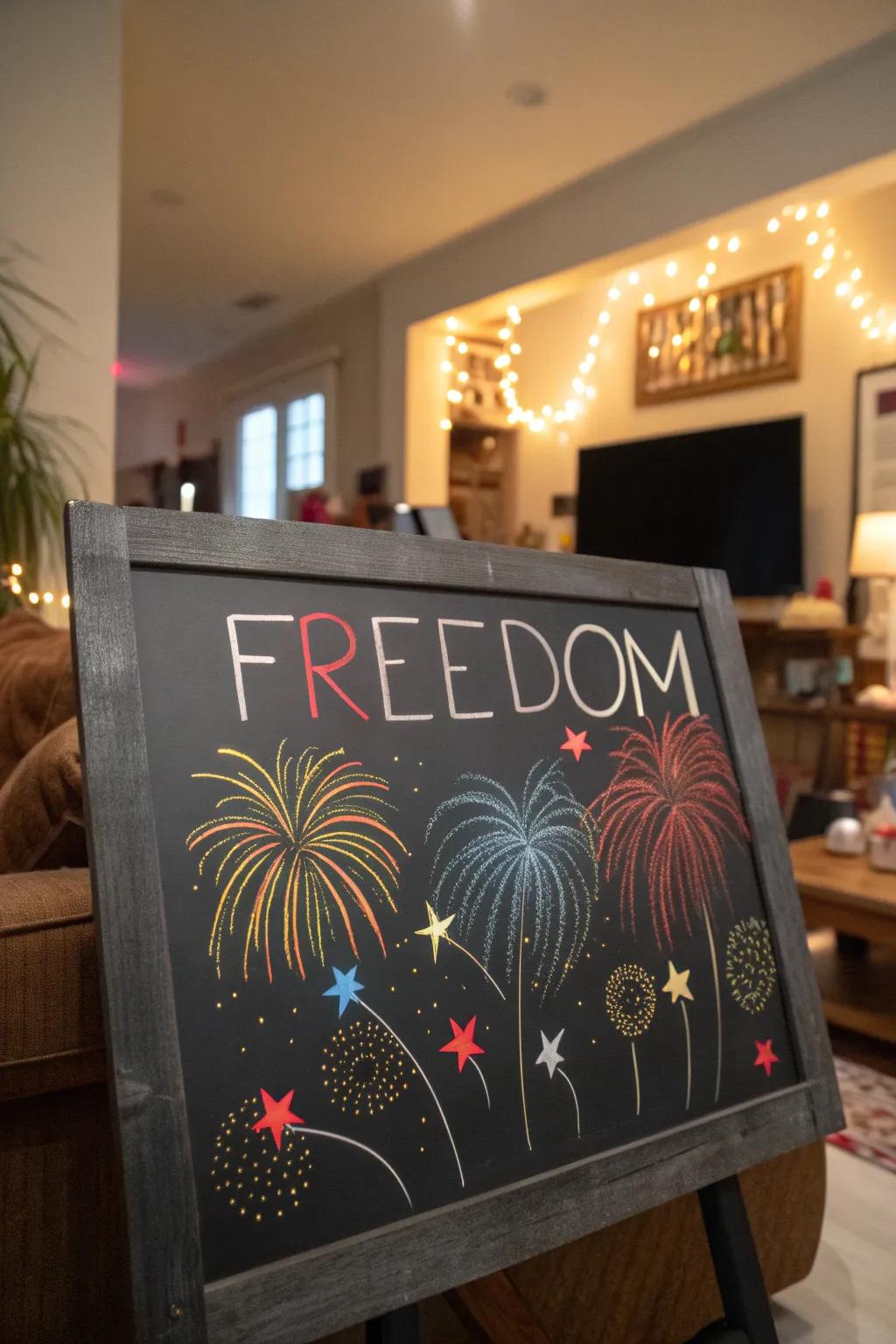 'Celebration Sparks' creates a lively chalkboard design.