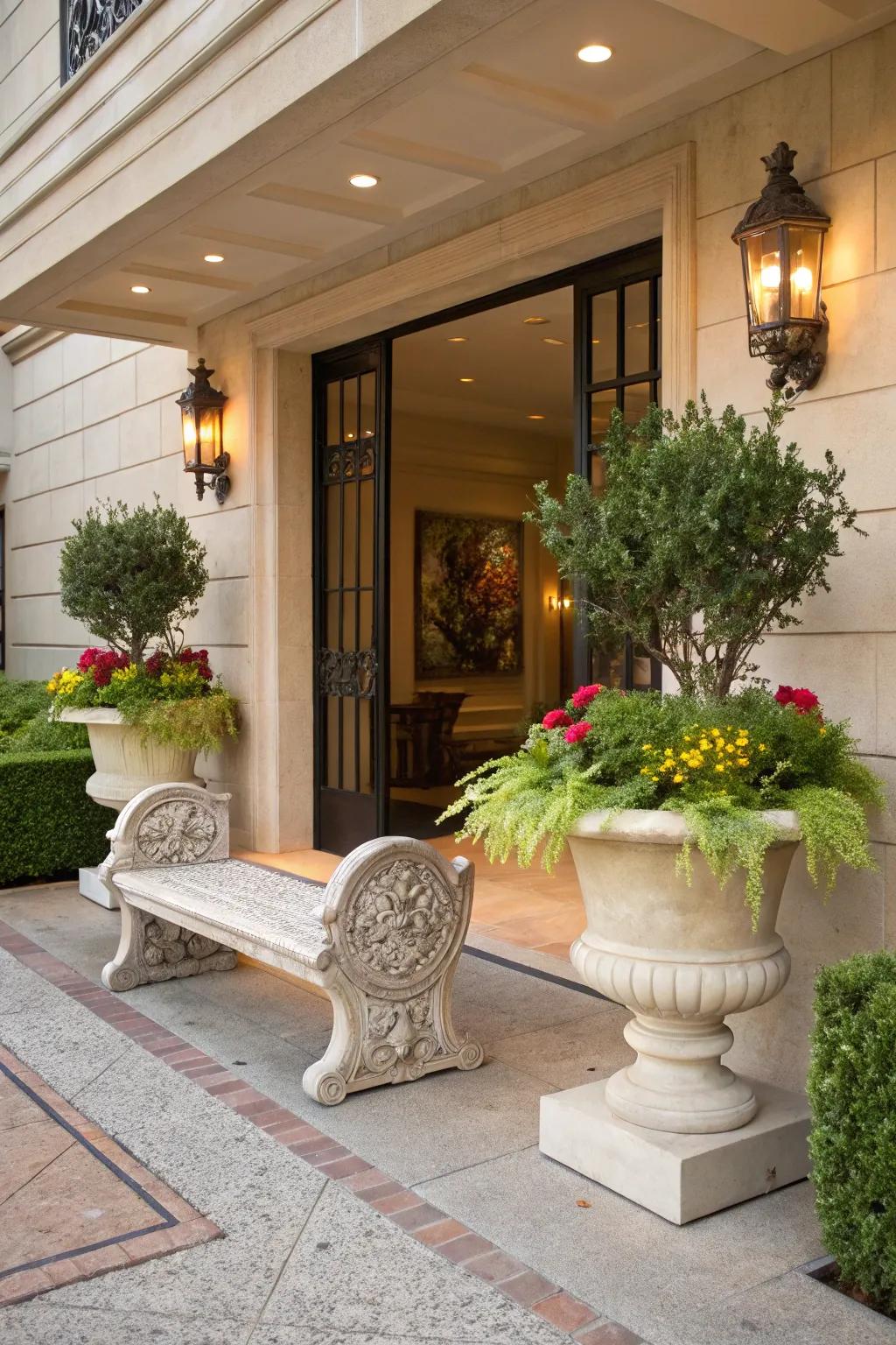 Sculpted details rendering the entrance a standout area.