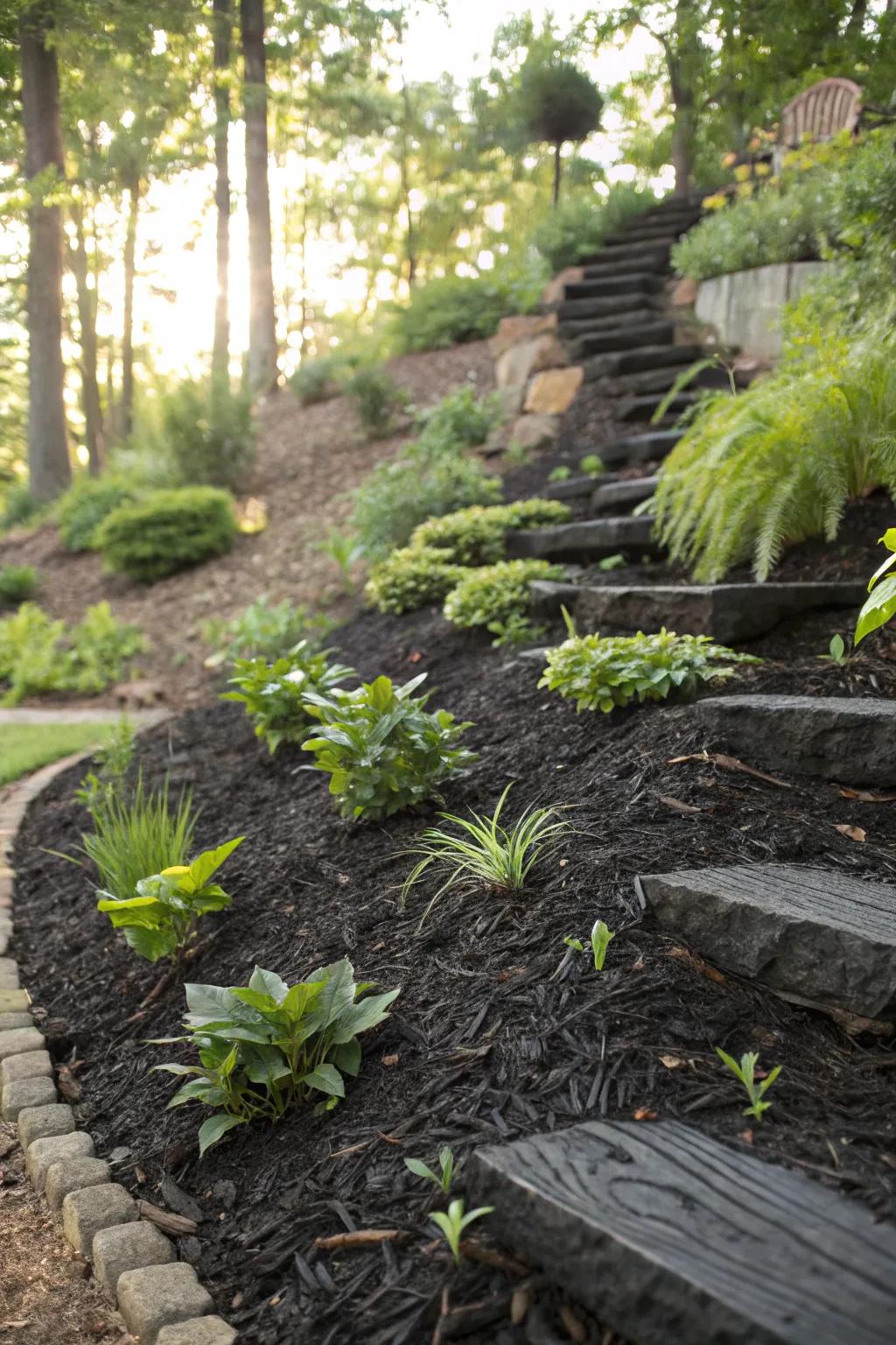 Layered ground cover adds dimension to your garden.