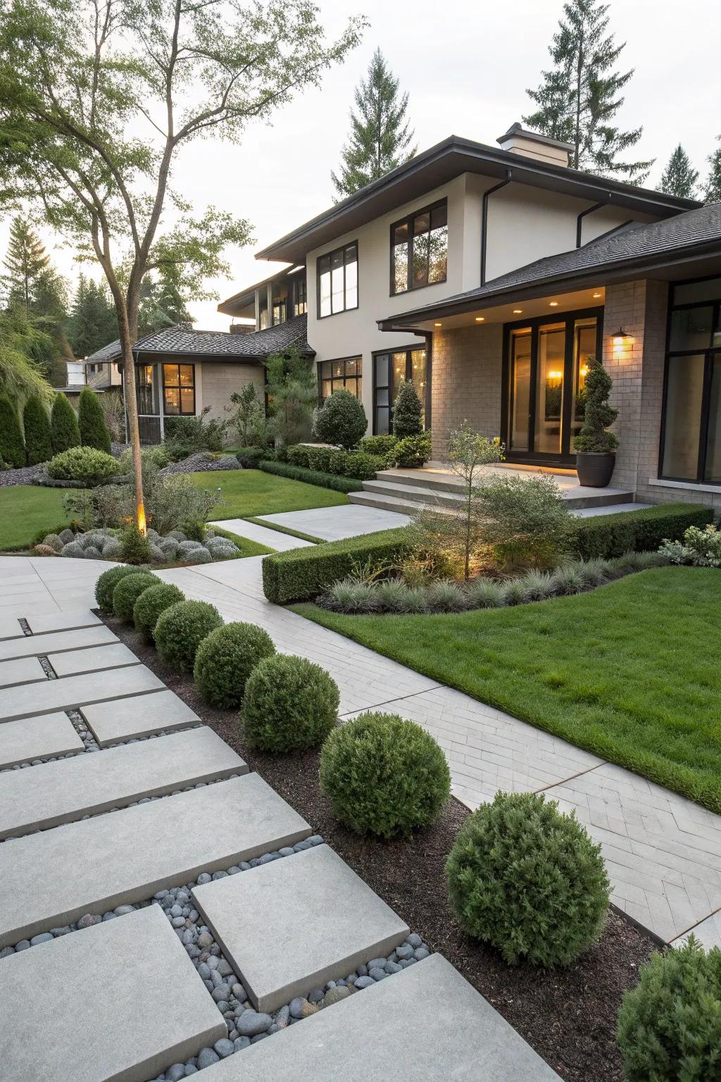Continuous transition ensures a cohesive modern landscape design.