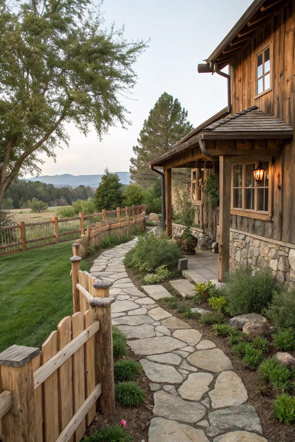 Reclaimed materials add warmth.
