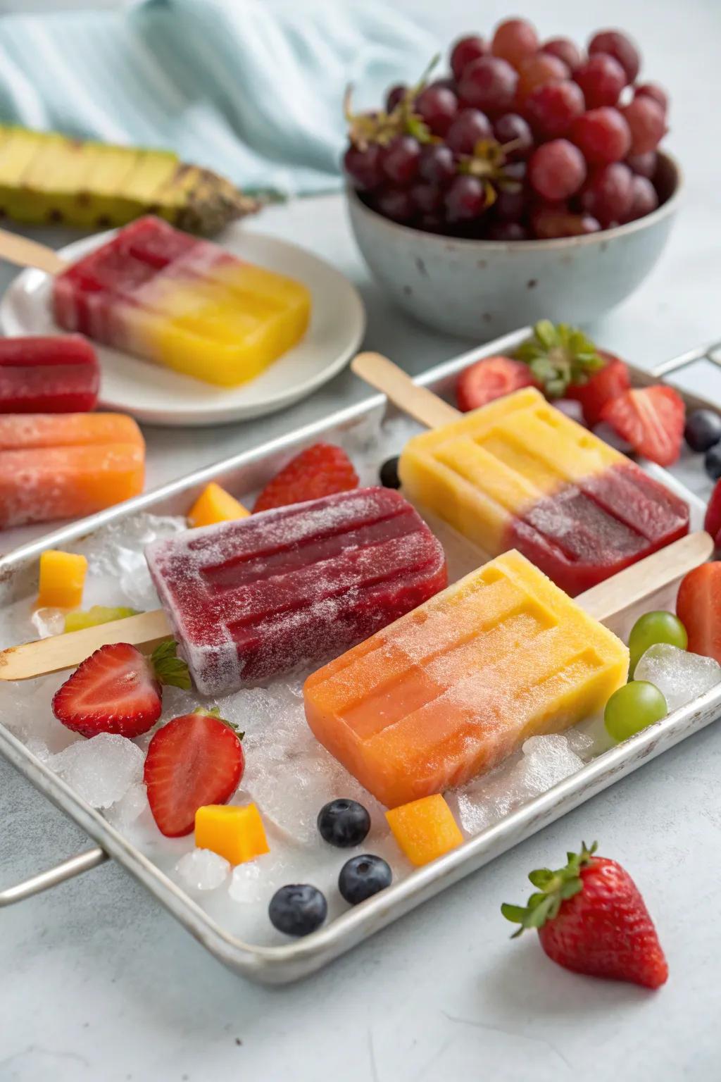 Frozen fruit pops are a cool treat for hot summer days.