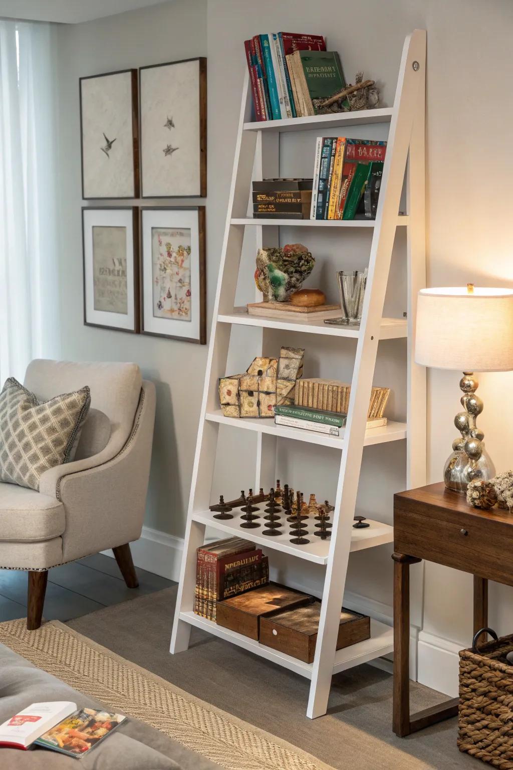 Ladder shelves add elegance to your game display.