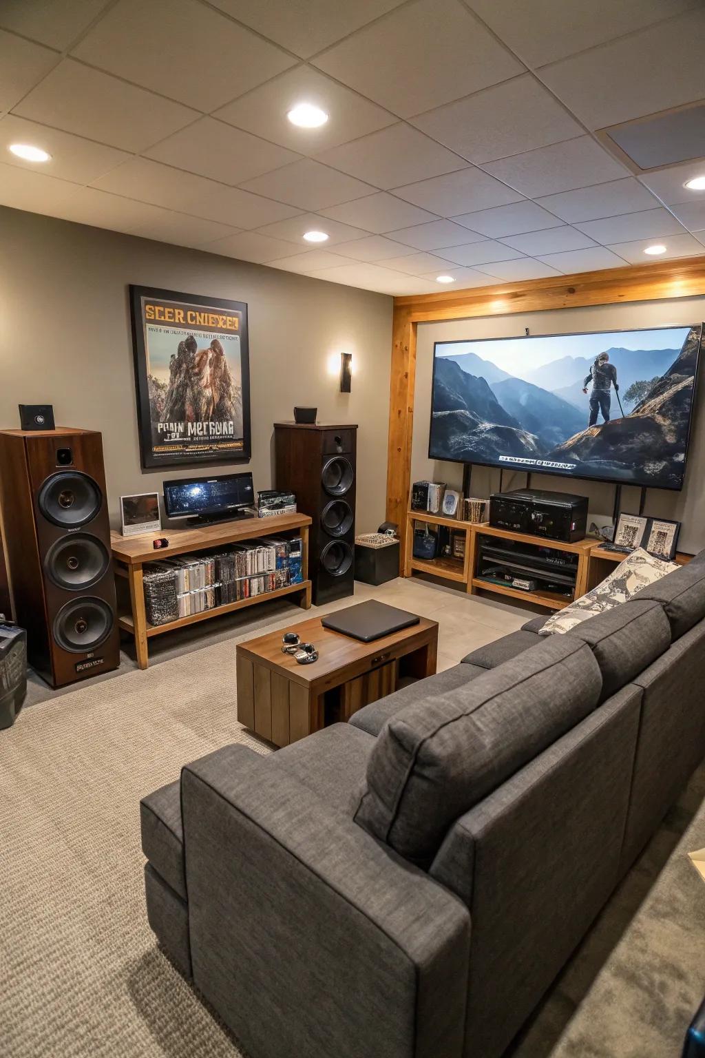 A surround sound system elevates your gaming audio experience.