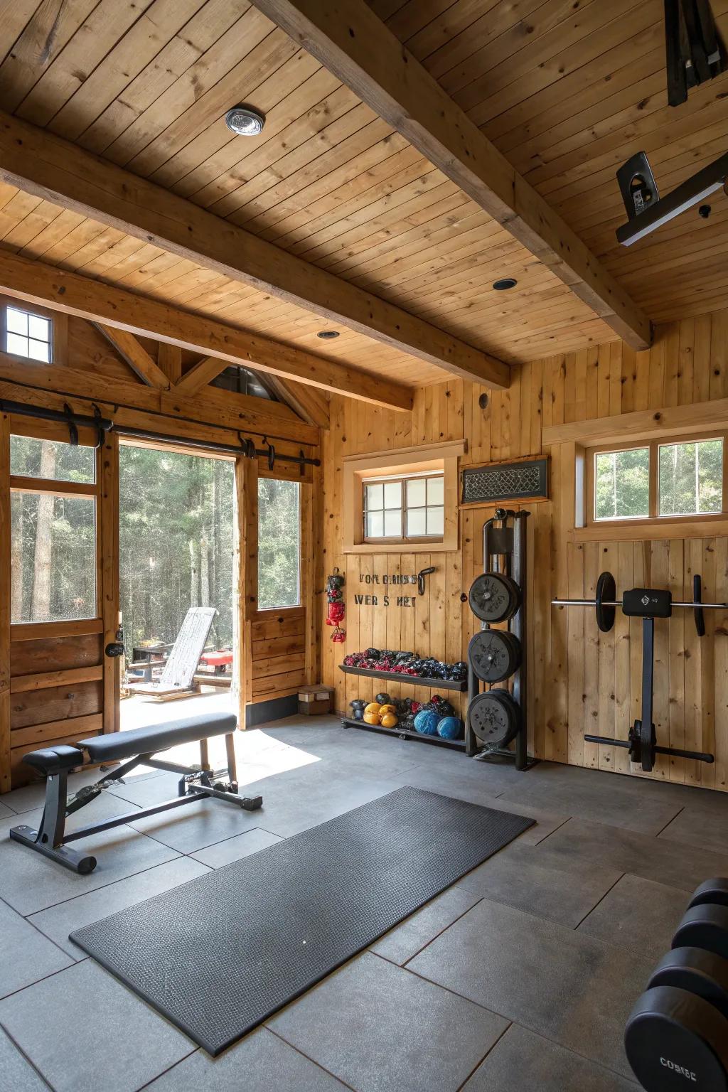 Timber tones bring warmth and an organic sense to your gym.