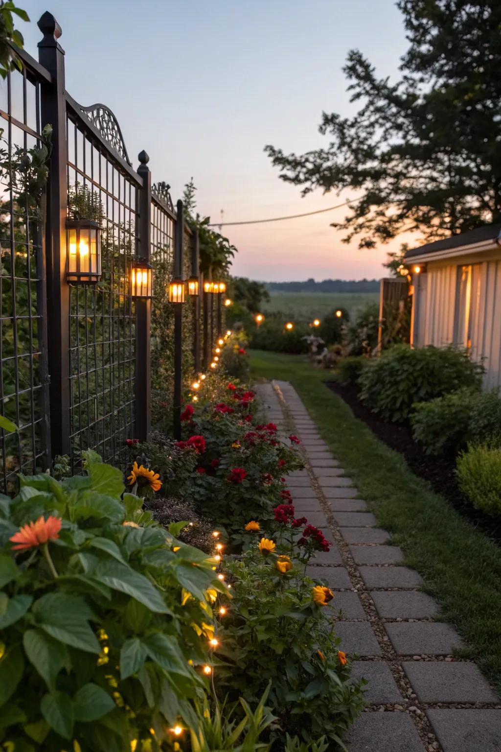 Integrated lighting creates a magical garden atmosphere.