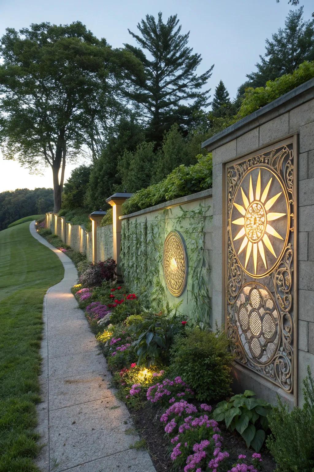 Elevate your garden utilizing illuminated wall art.