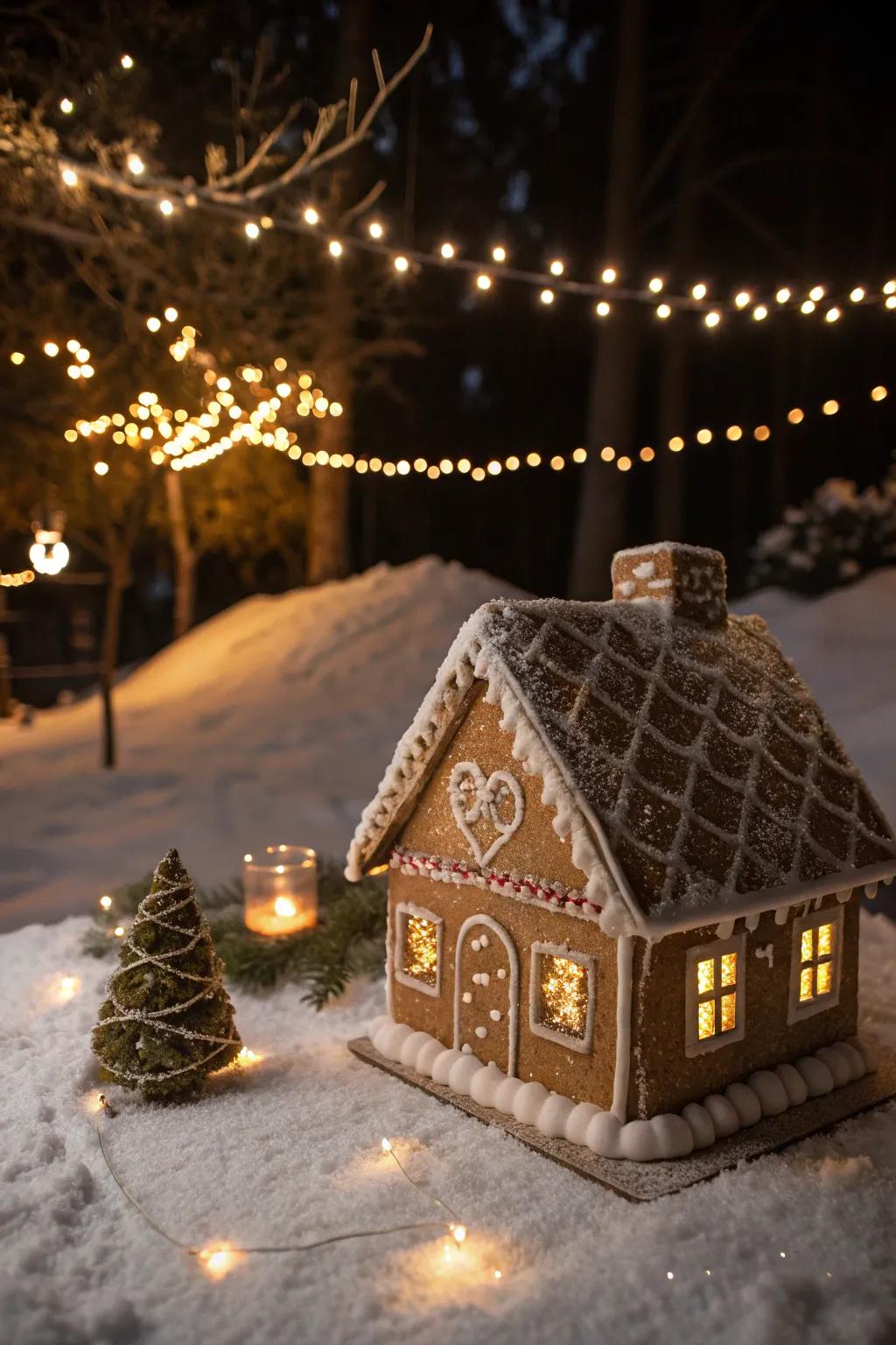 Consumable glimmer makes gingerbread roofs twinkle and shine.