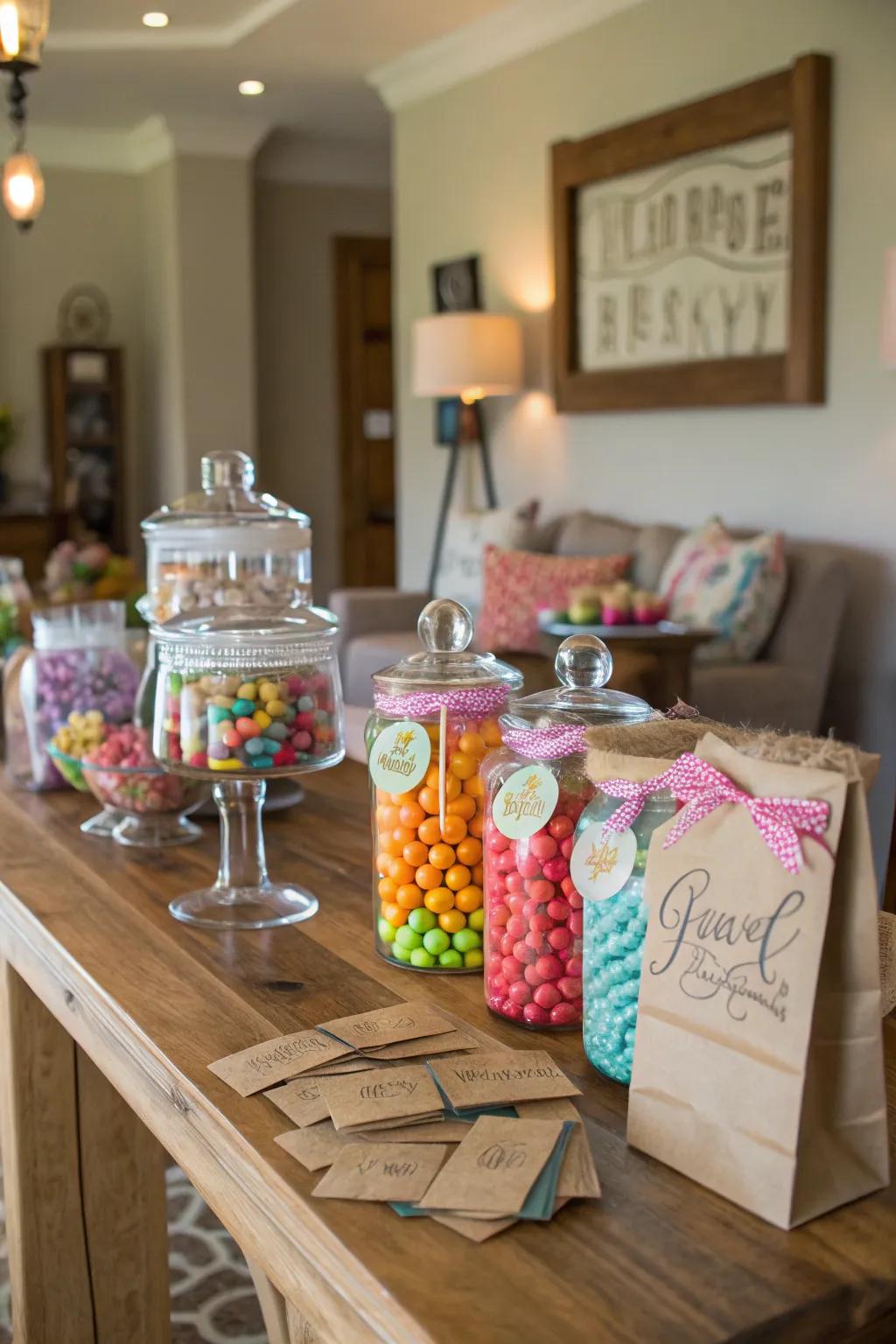 Personalized charms make your candy table feel extra special.