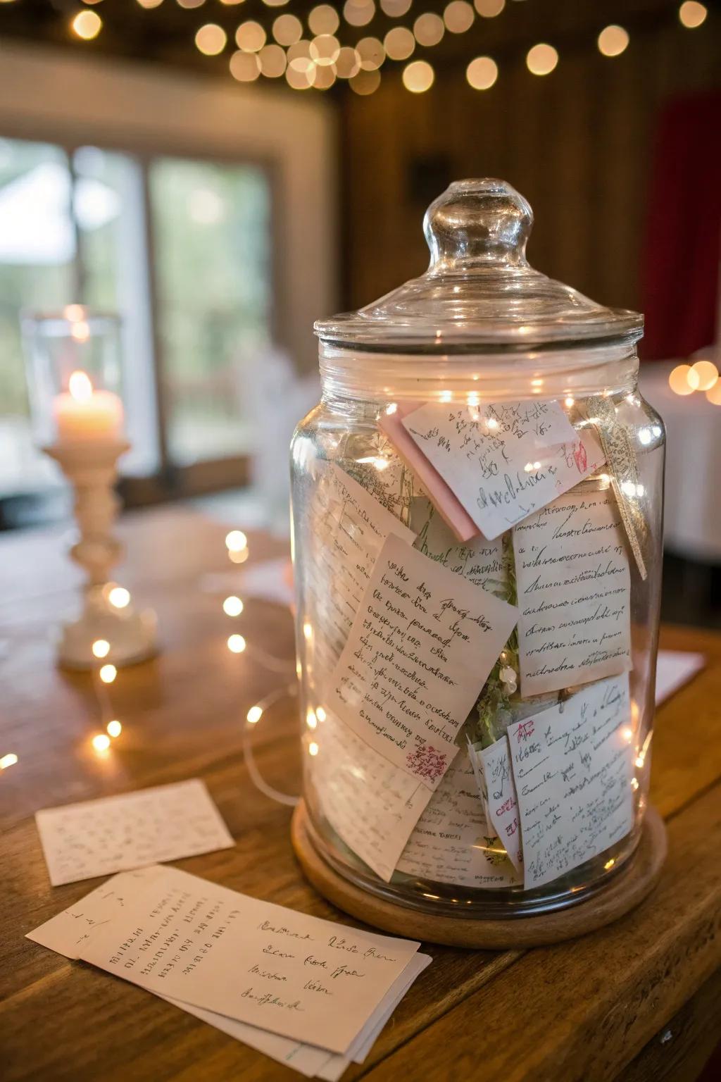 Cherished memories: A memory jar filled with heartfelt moments from loved ones.