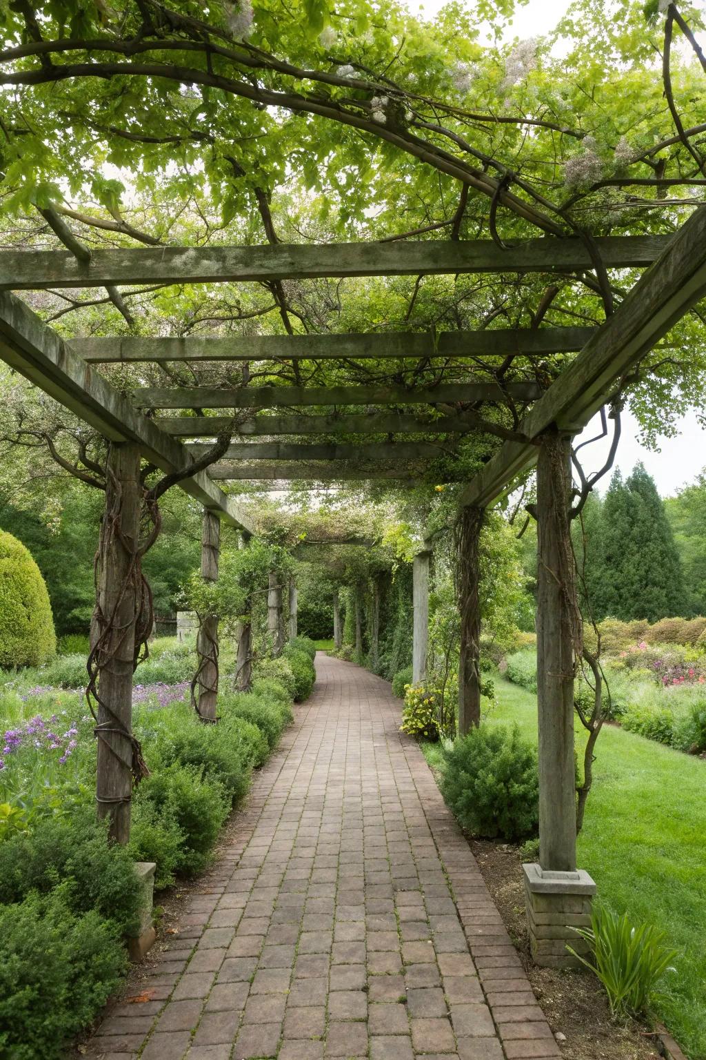 A suspended support design creates a magical, ethereal garden experience.