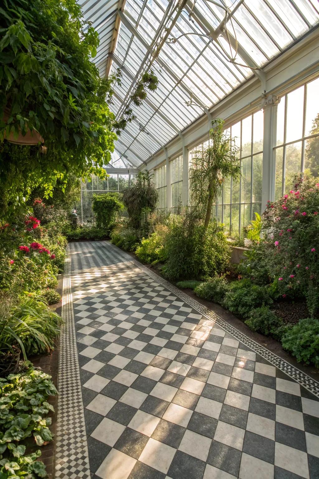 Checkerboard patterns add a playful and retro feel.