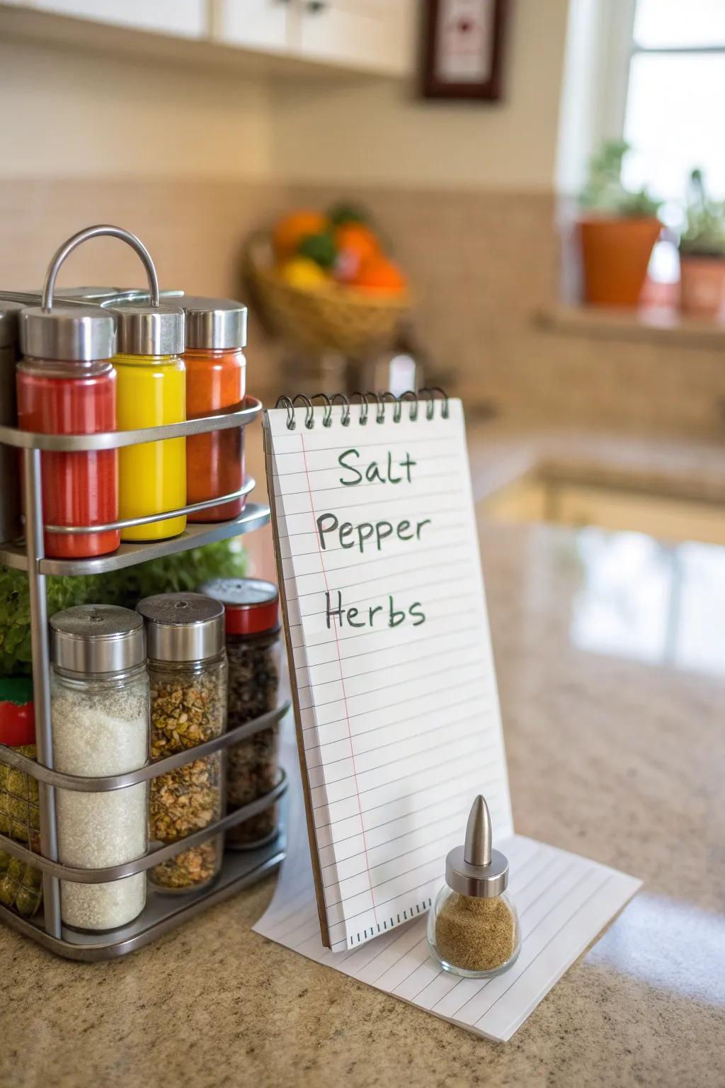 Condiments and spices are essential.