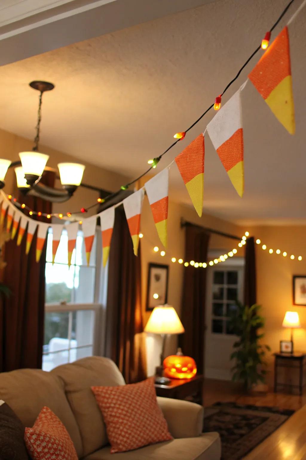 Incorporate a sweet accent using a candy kernel garland.