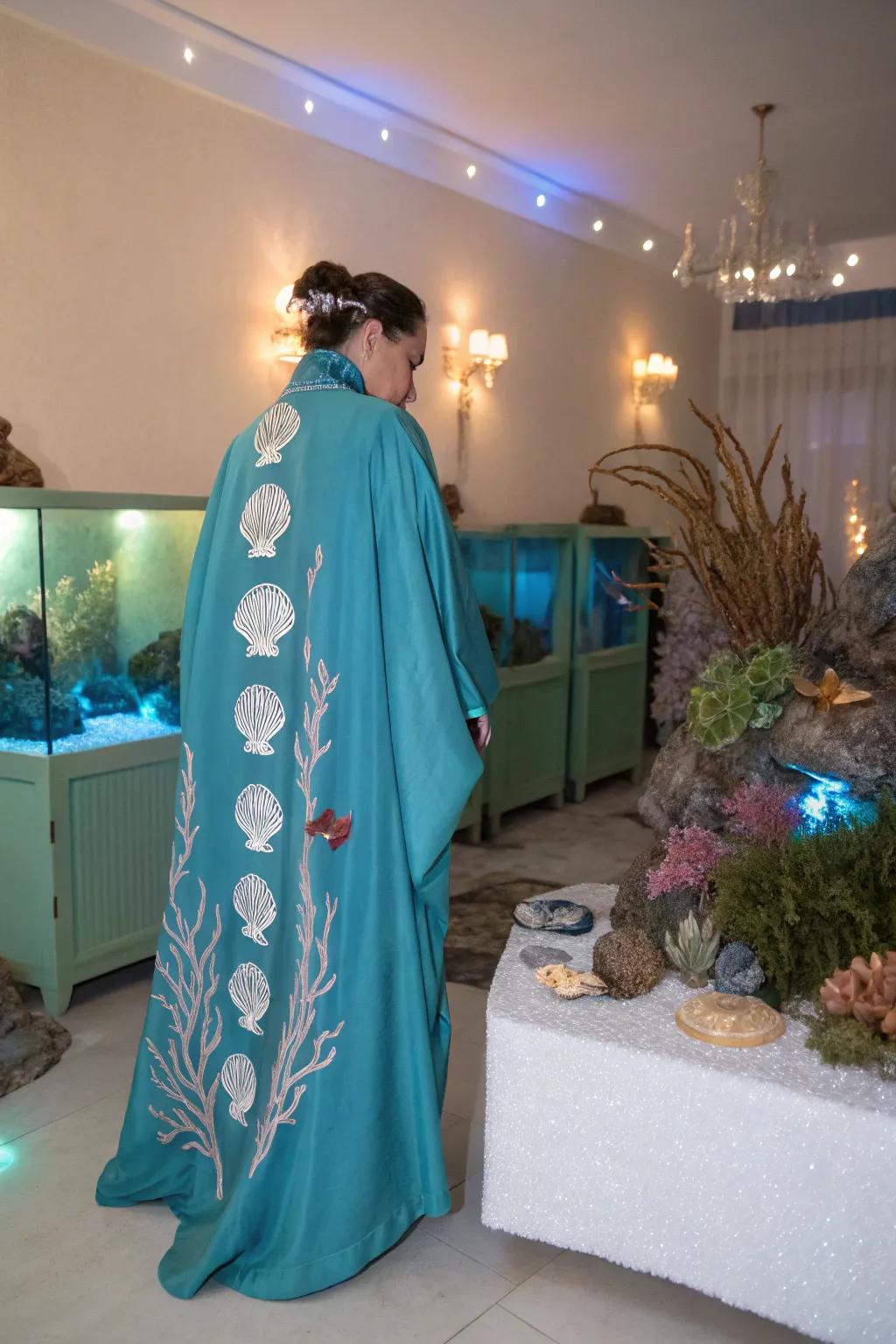 An aquatic sea enchantress robe causes a splash at any event.