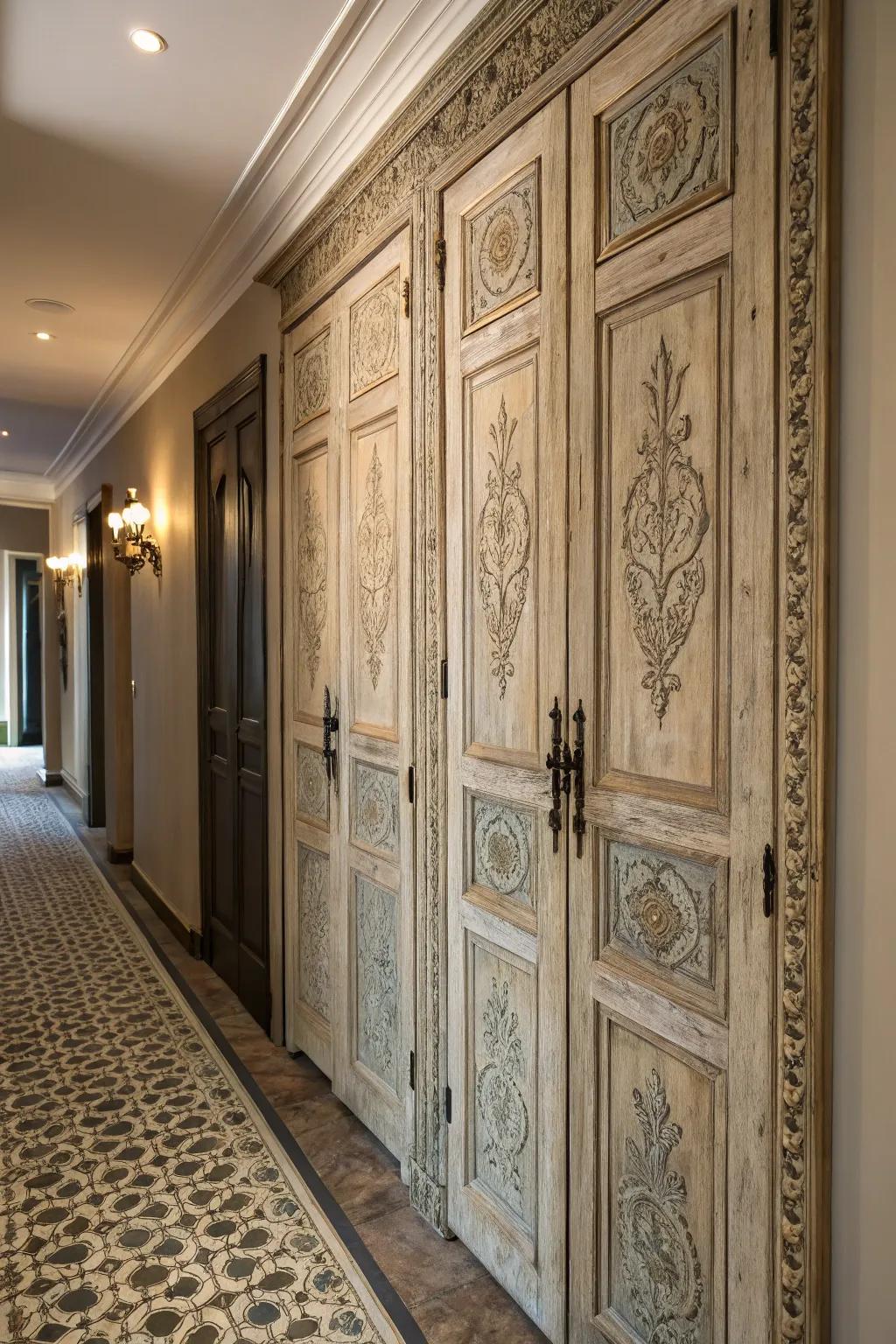 Incorporate personality using antique repurposed closet doors.