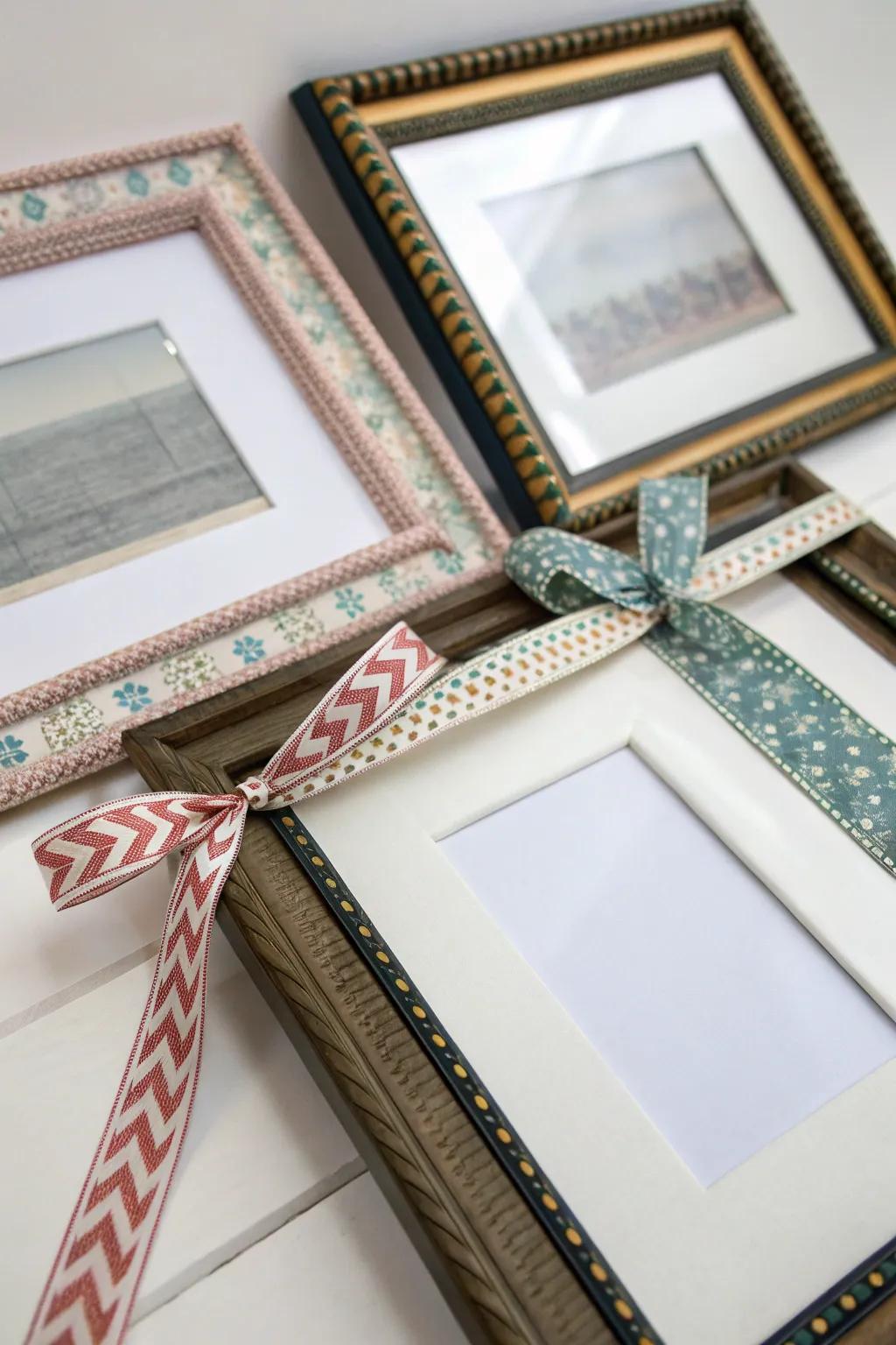Decorative ribbon outlines redefine picture edges.