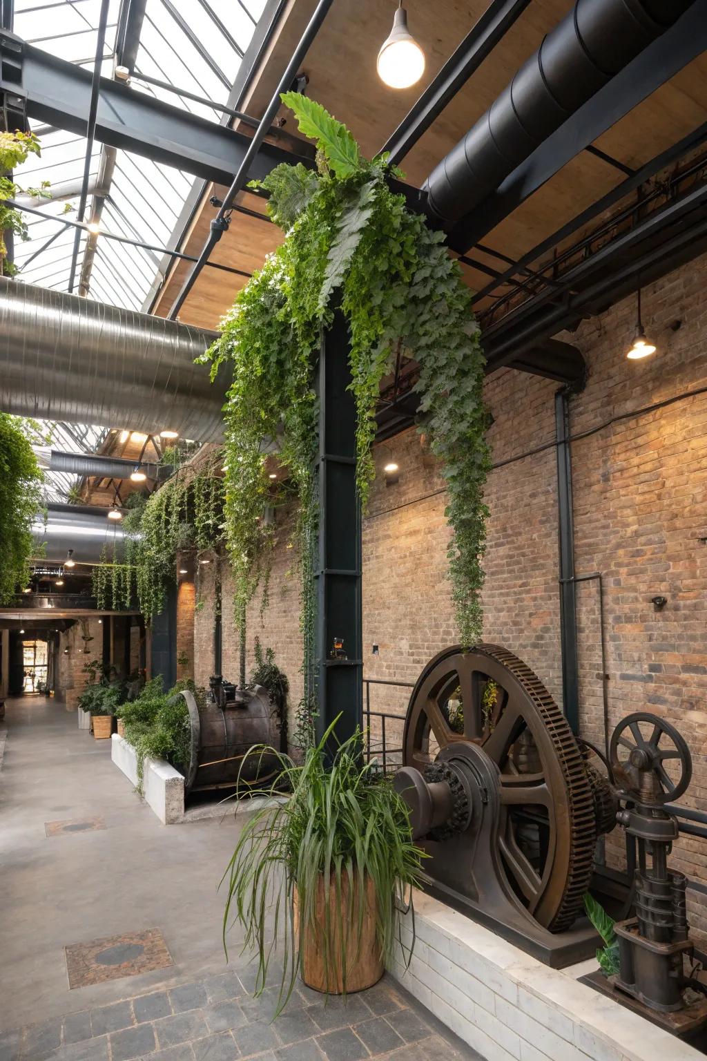 Achieve a modern aesthetic with industrial pipe plant hangers.