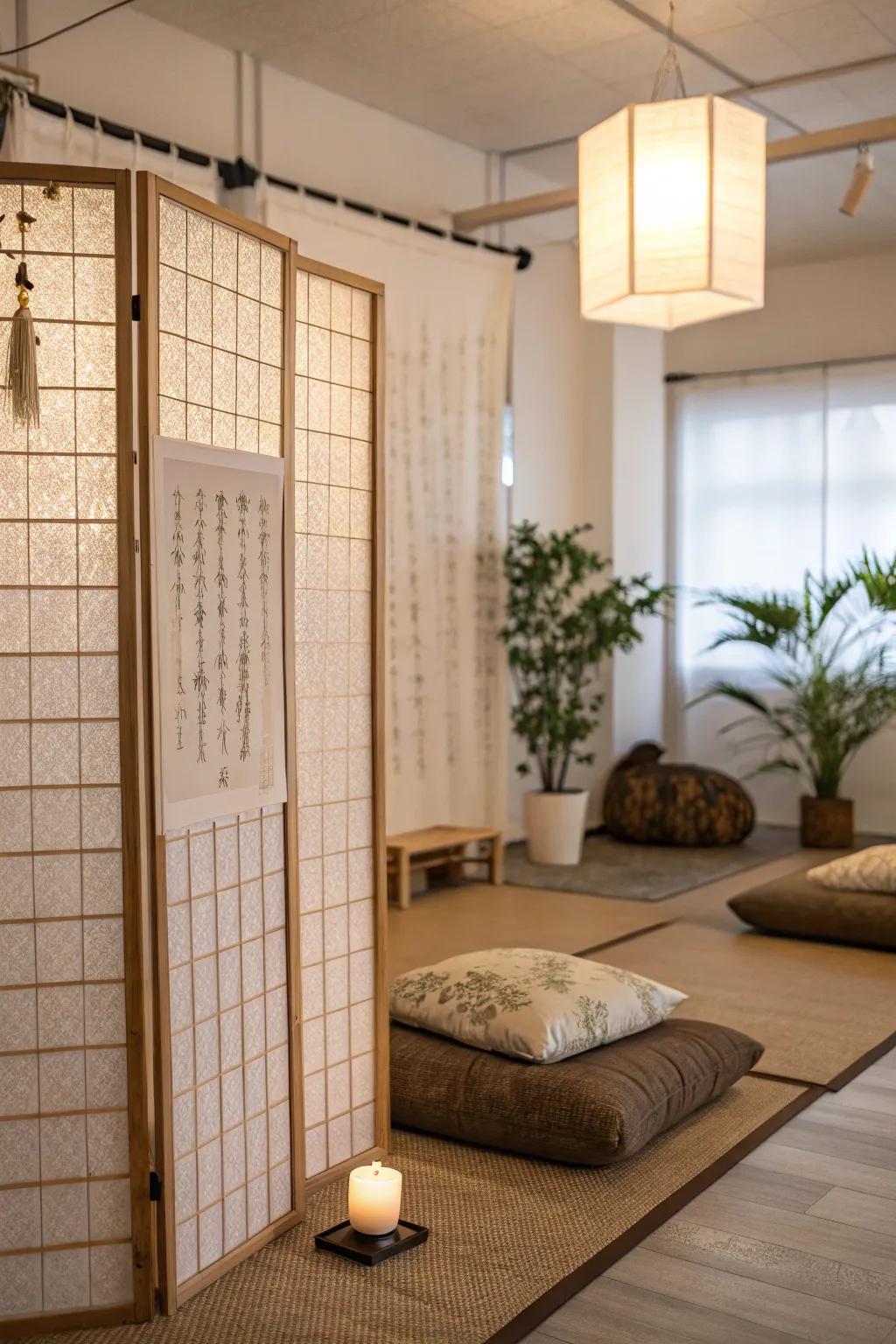 Paper screens convey a serene, Oriental charm.