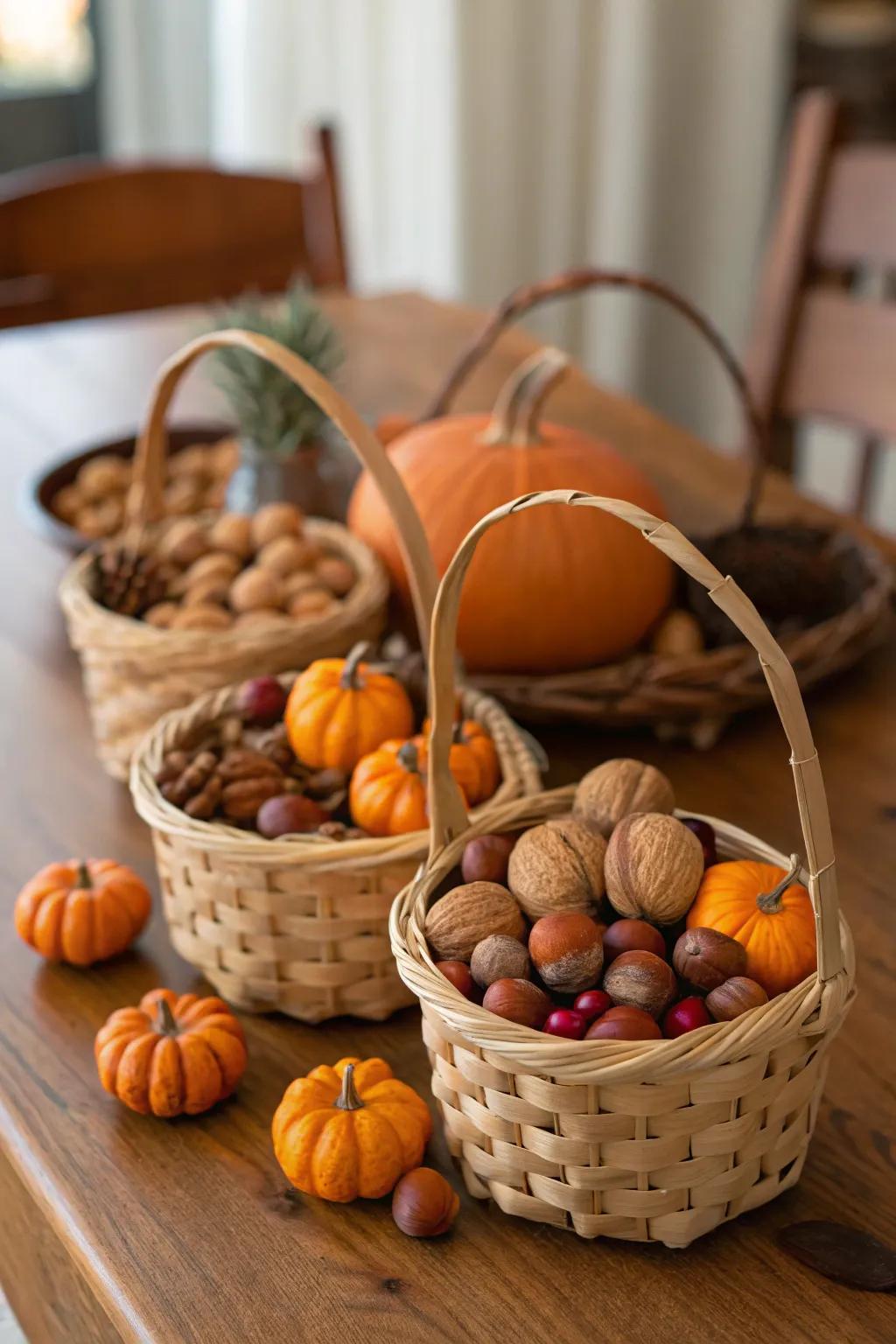 Thoughtful scaled-down harvest containers as party gifts.