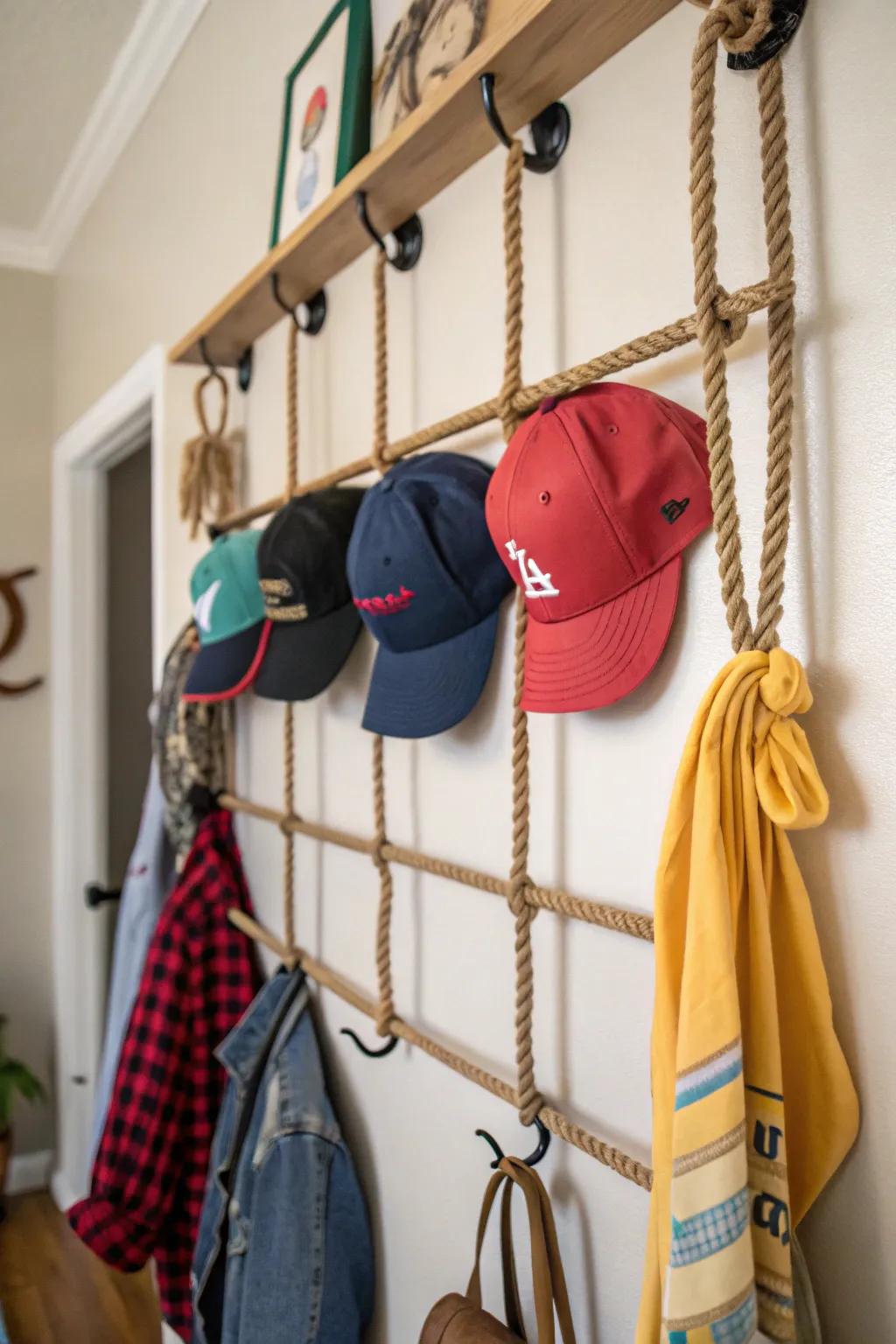 A cord rod incorporates a maritime charm to your hat collection.