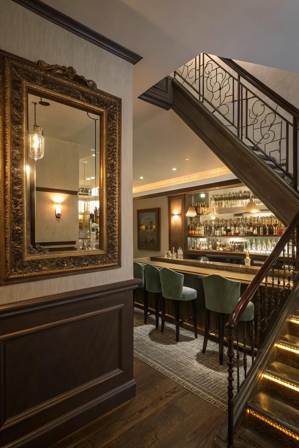 Mirrors fashion depth and reflect illumination beautifully.